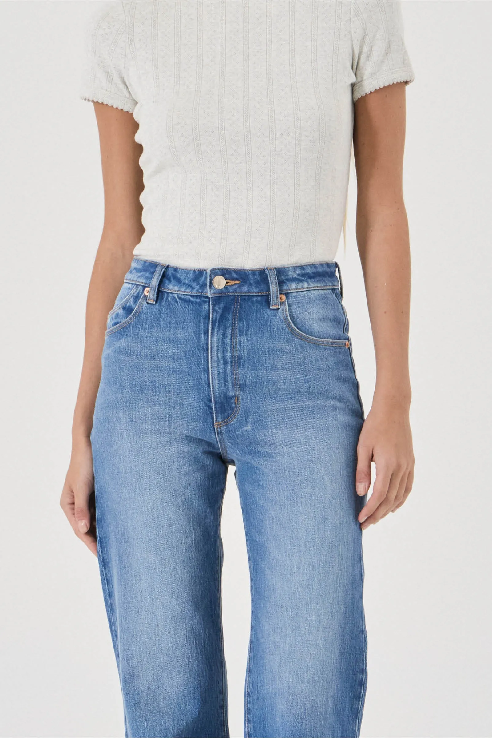 ROLLA'S Womens Eastcoast Flare Jeans  in Silverlake Blue - Image 5