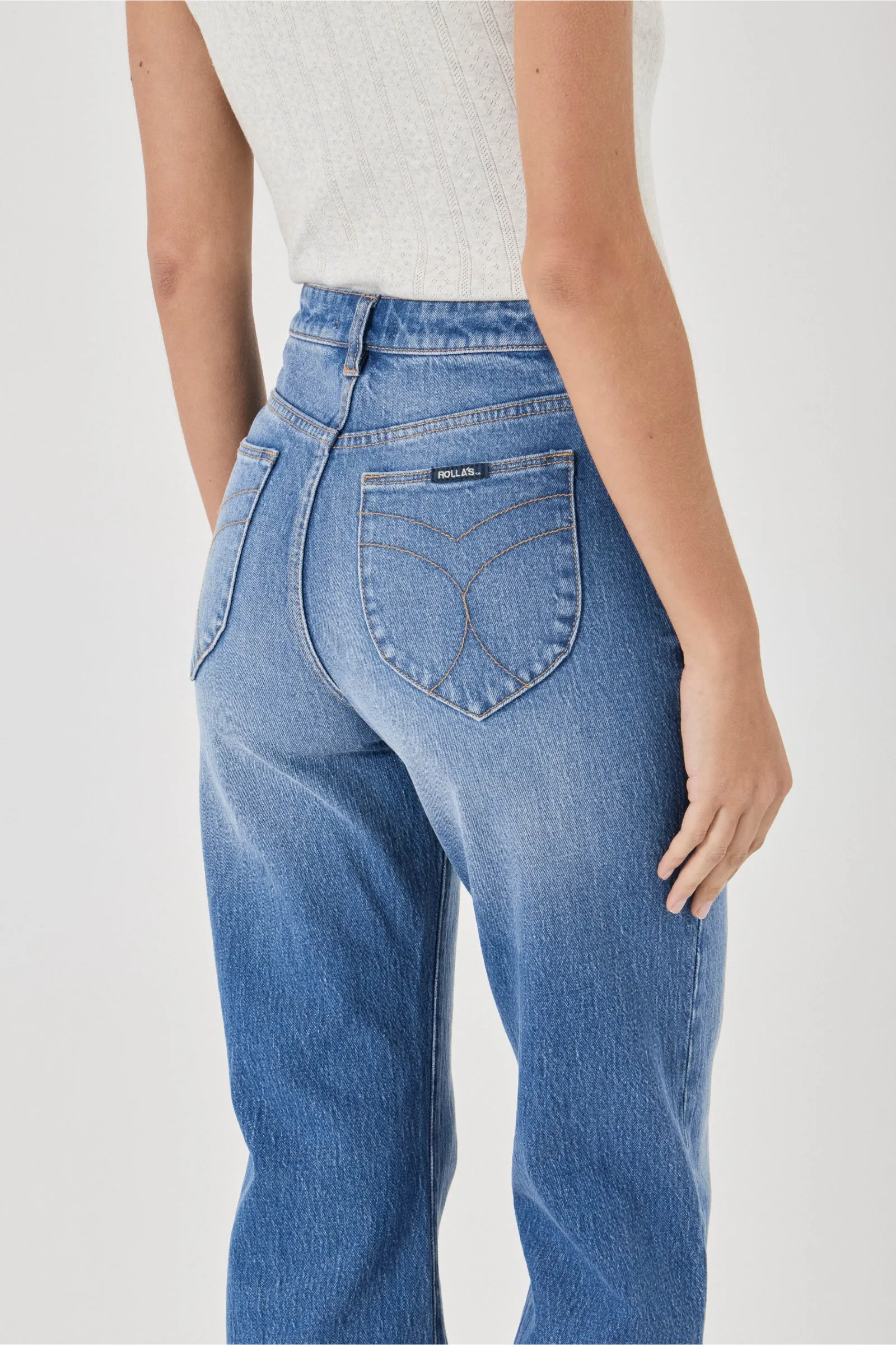 ROLLA'S Womens Eastcoast Flare Jeans  in Silverlake Blue - Image 6