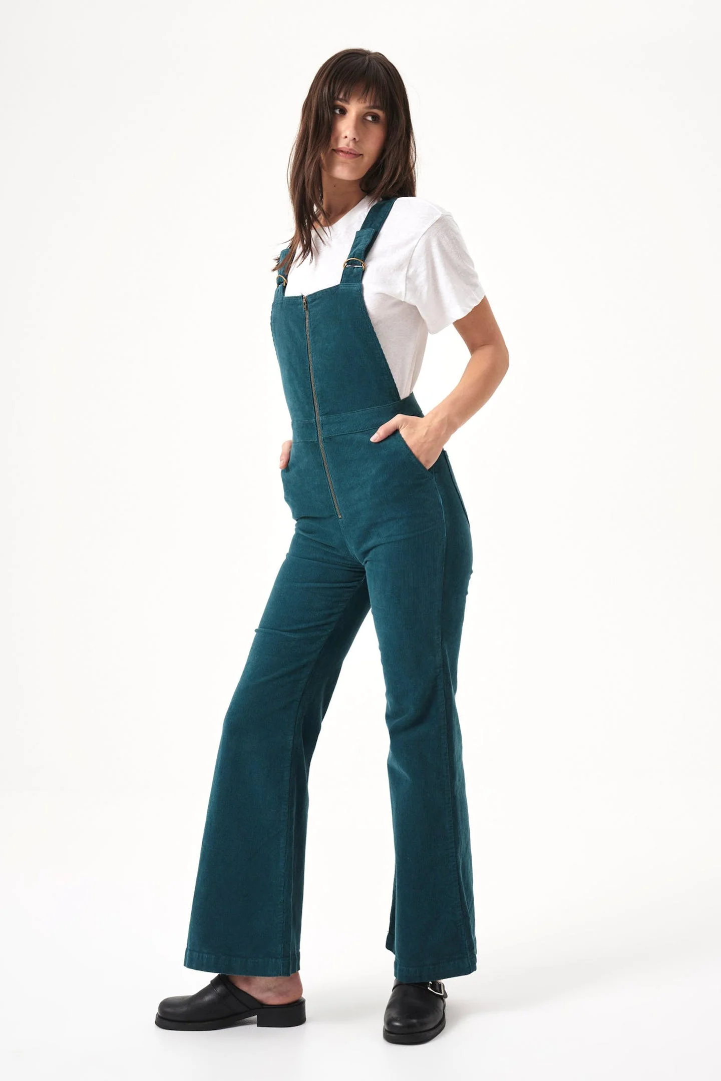 ROLLAS Womens Eastcoast Flare Overall - Forest Cord - Image 3