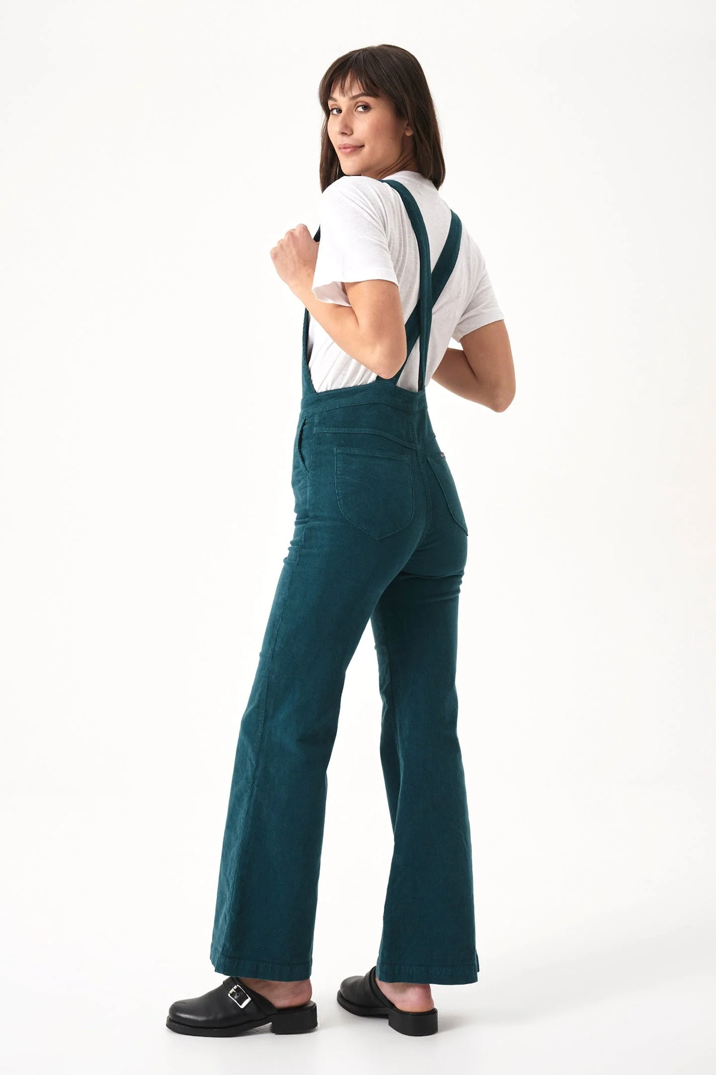 ROLLAS Womens Eastcoast Flare Overall - Forest Cord - Image 4