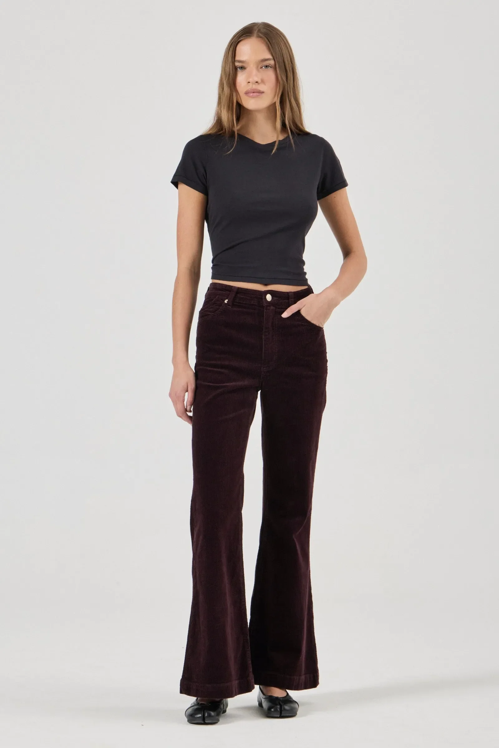ROLLA'S Womens Eastcoast Flares in Dark Cherry Cord