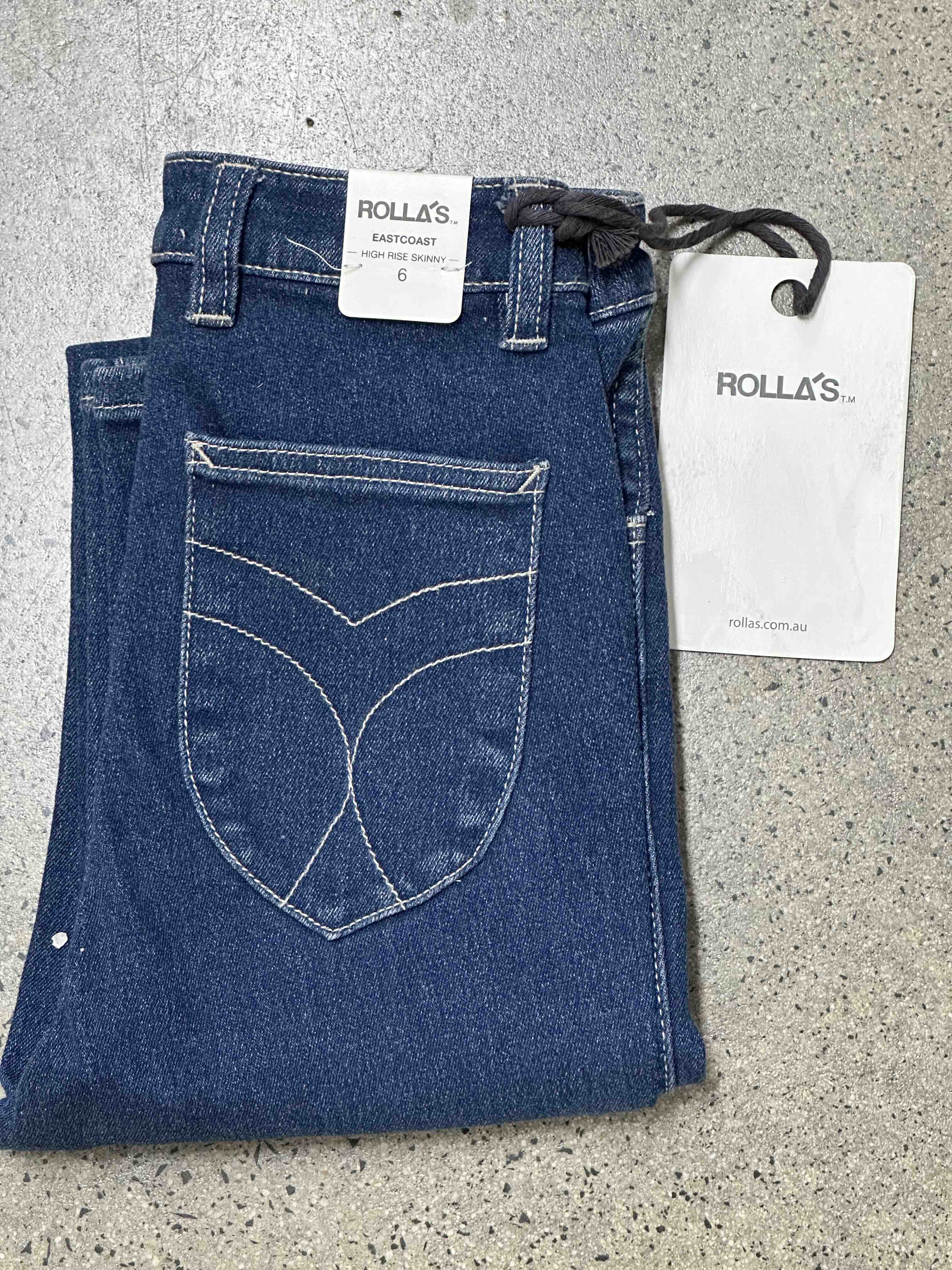 ROLLAS Womens Eastcoast High Rise Skinny Jeans - Blue Rain - Image 4