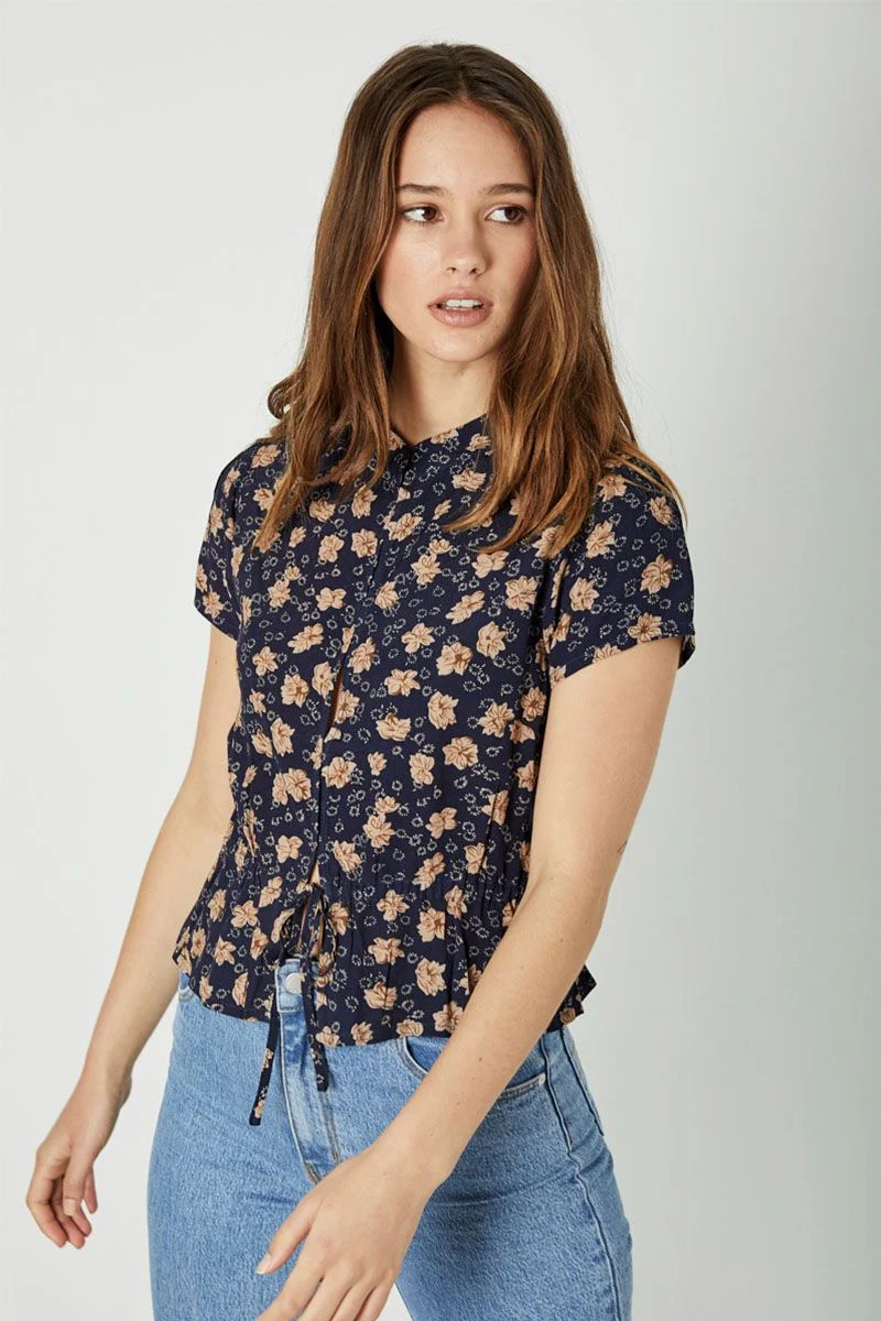 Rollas WOMENS ELLA BLOUSE GOLDEN FLOWERS