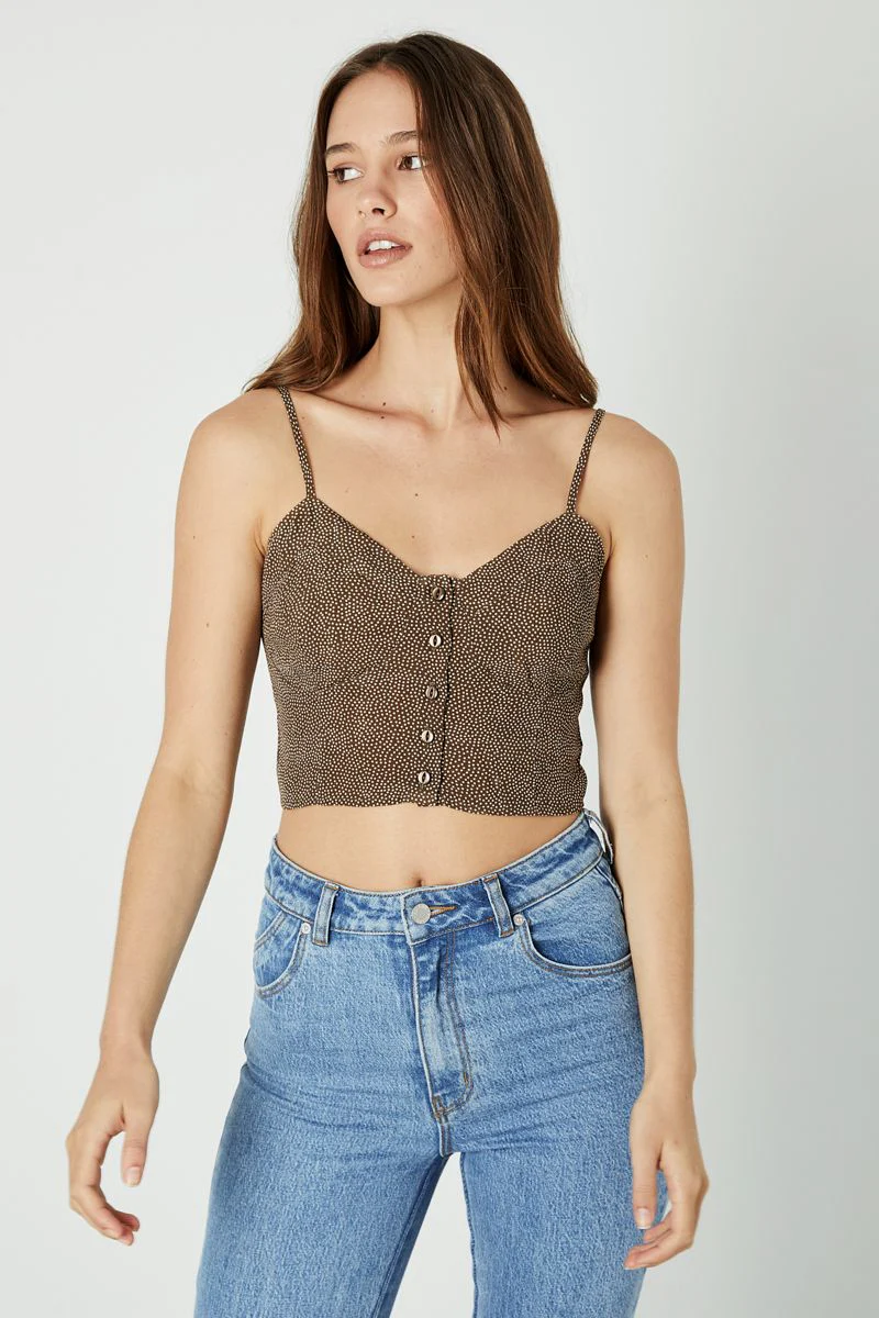 Rollas WOMENS EVE TOP MINI SPOT - BROWN - Image 4