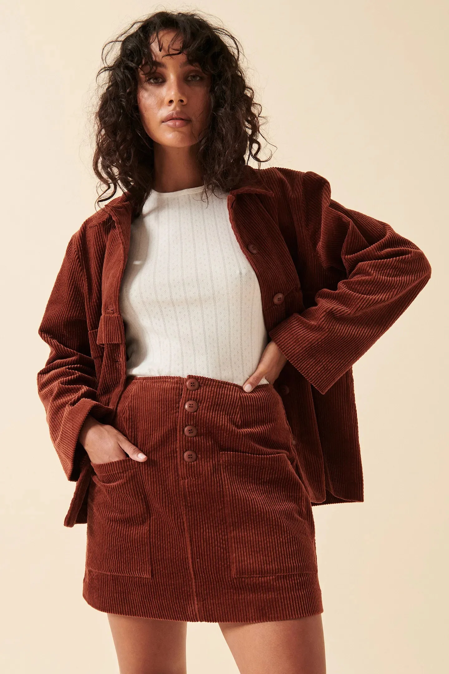 ROLLAS Womens  Francoise Cord Jacket Chestnut - Image 5