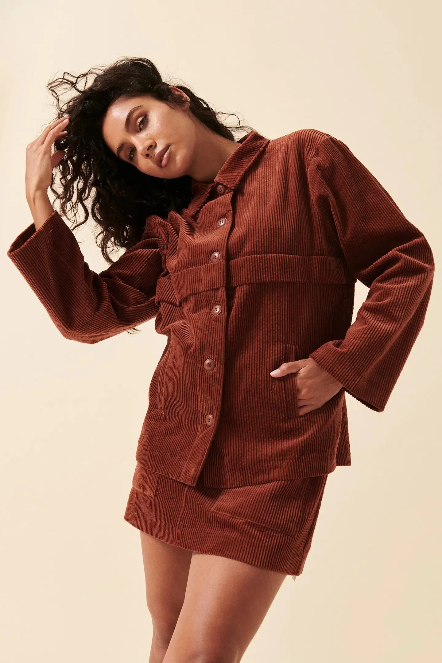 ROLLAS Womens  Francoise Cord Jacket Chestnut - Image 6
