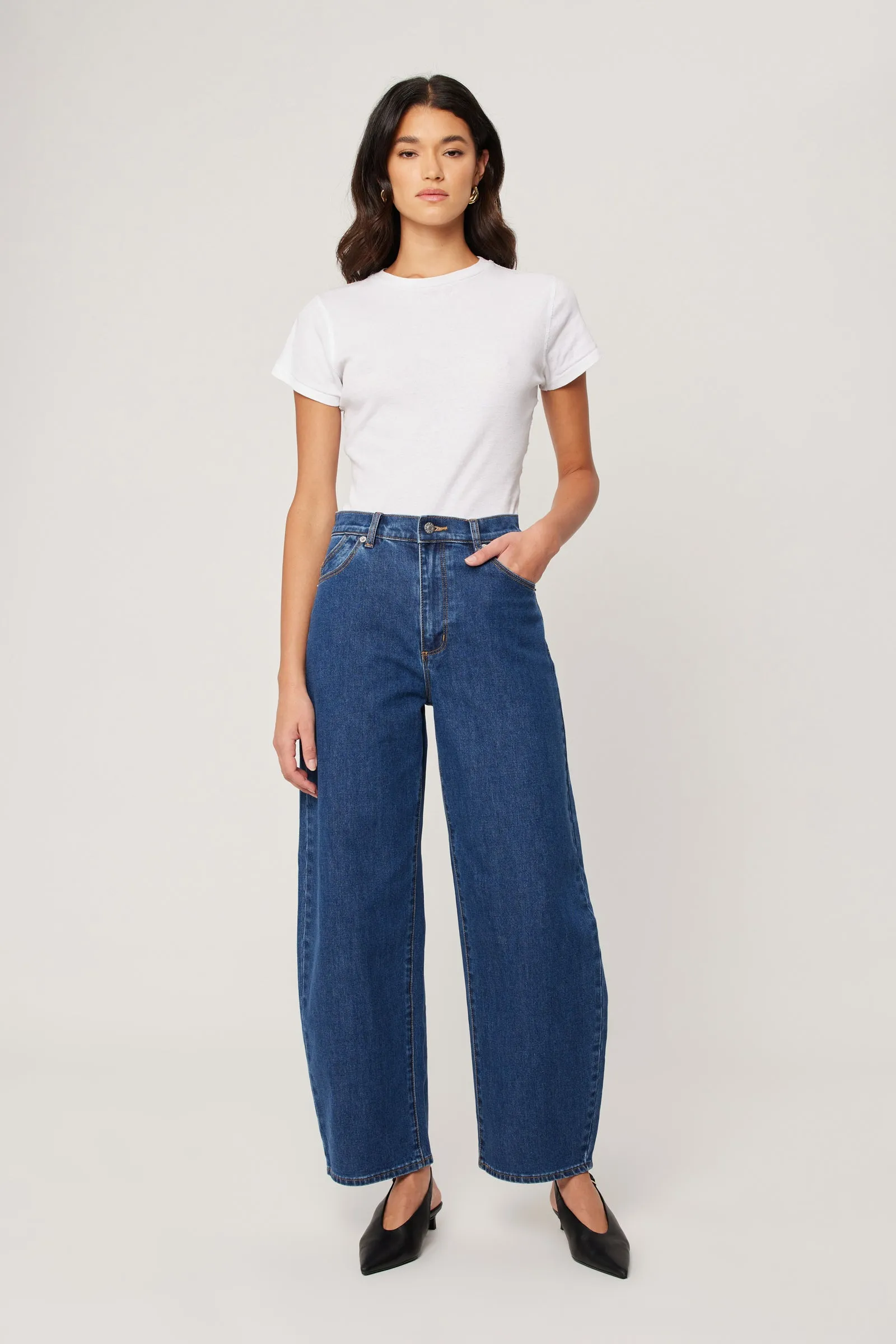 ROLLAS Womens Gigi Barrel Jeans - Forever Blue - Image 10
