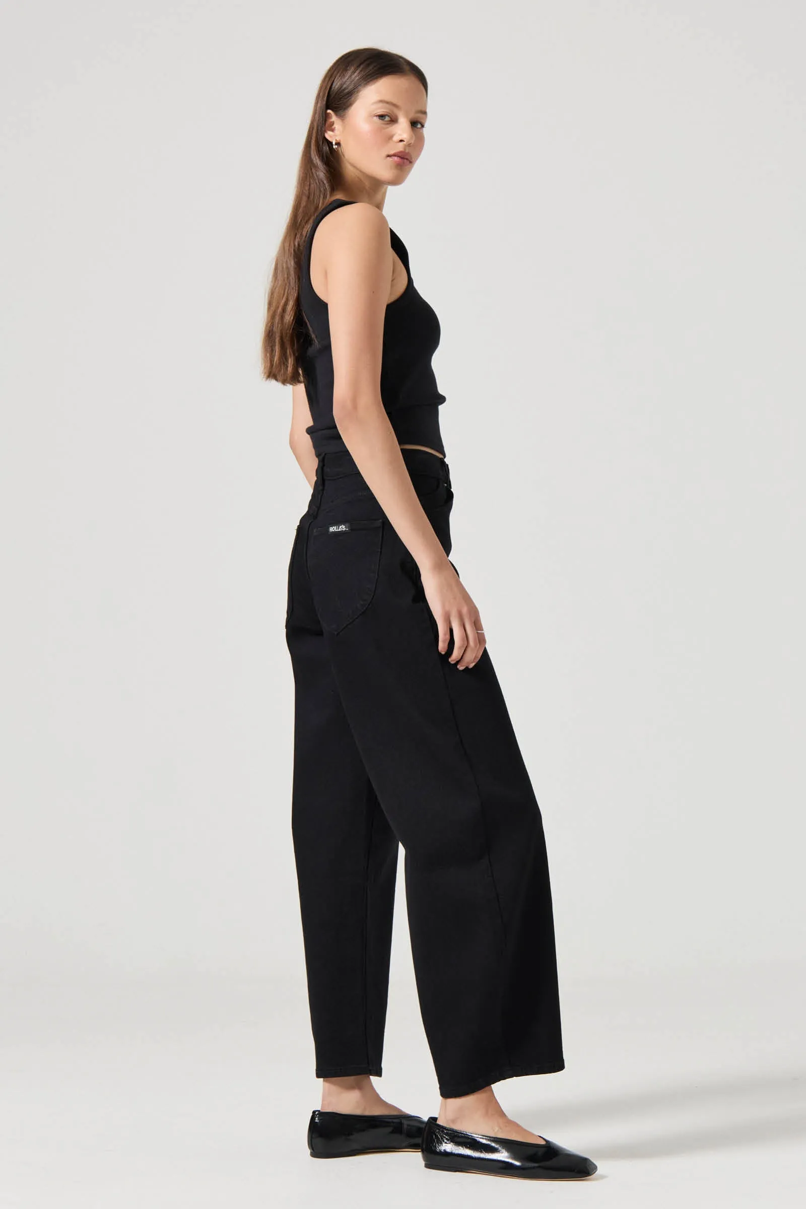 ROLLA'S Womens Gigi Barrel Jeans in Forever Black - Image 3