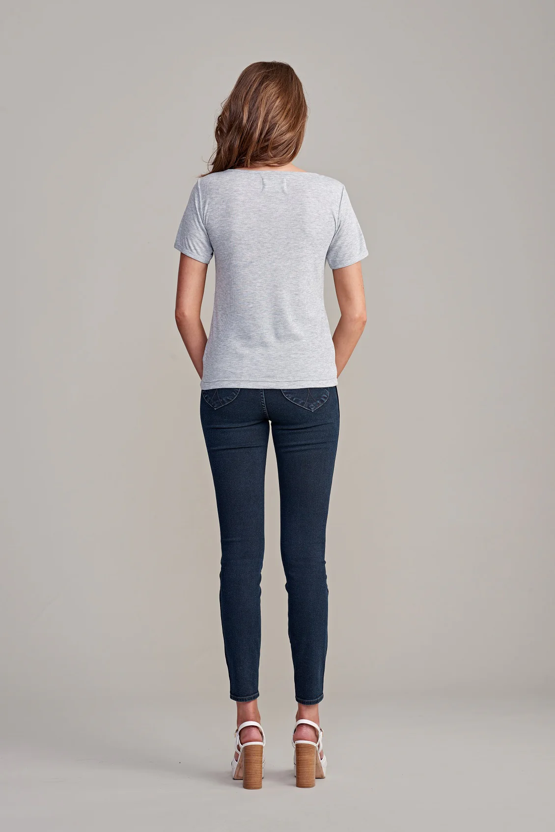 Rollas WOMENS GRANDPA MILLER TEE GREY MARLE - Image 4