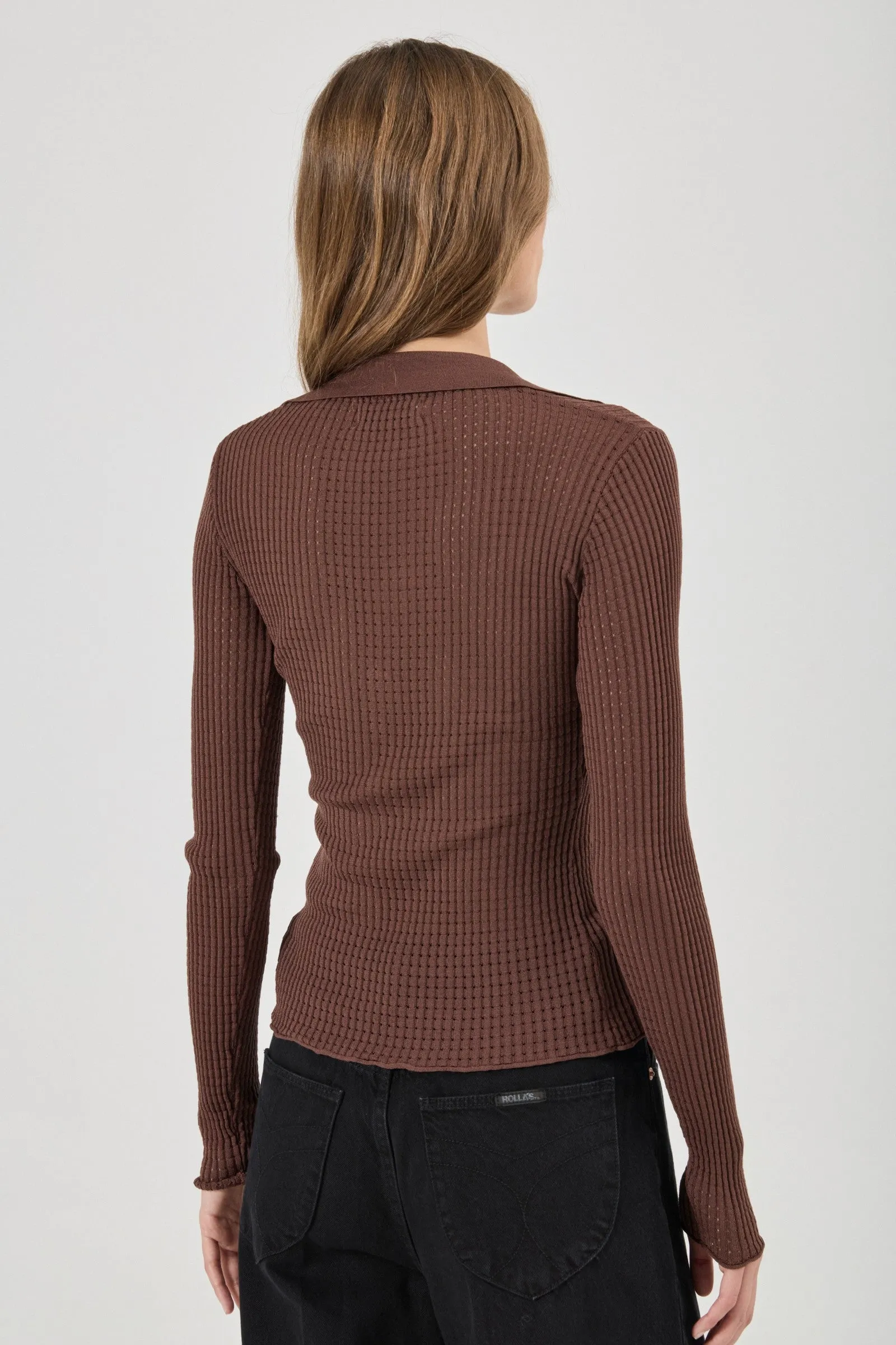 ROLLA'S Womens Juno Knitted Shirt in Espresso - Image 5