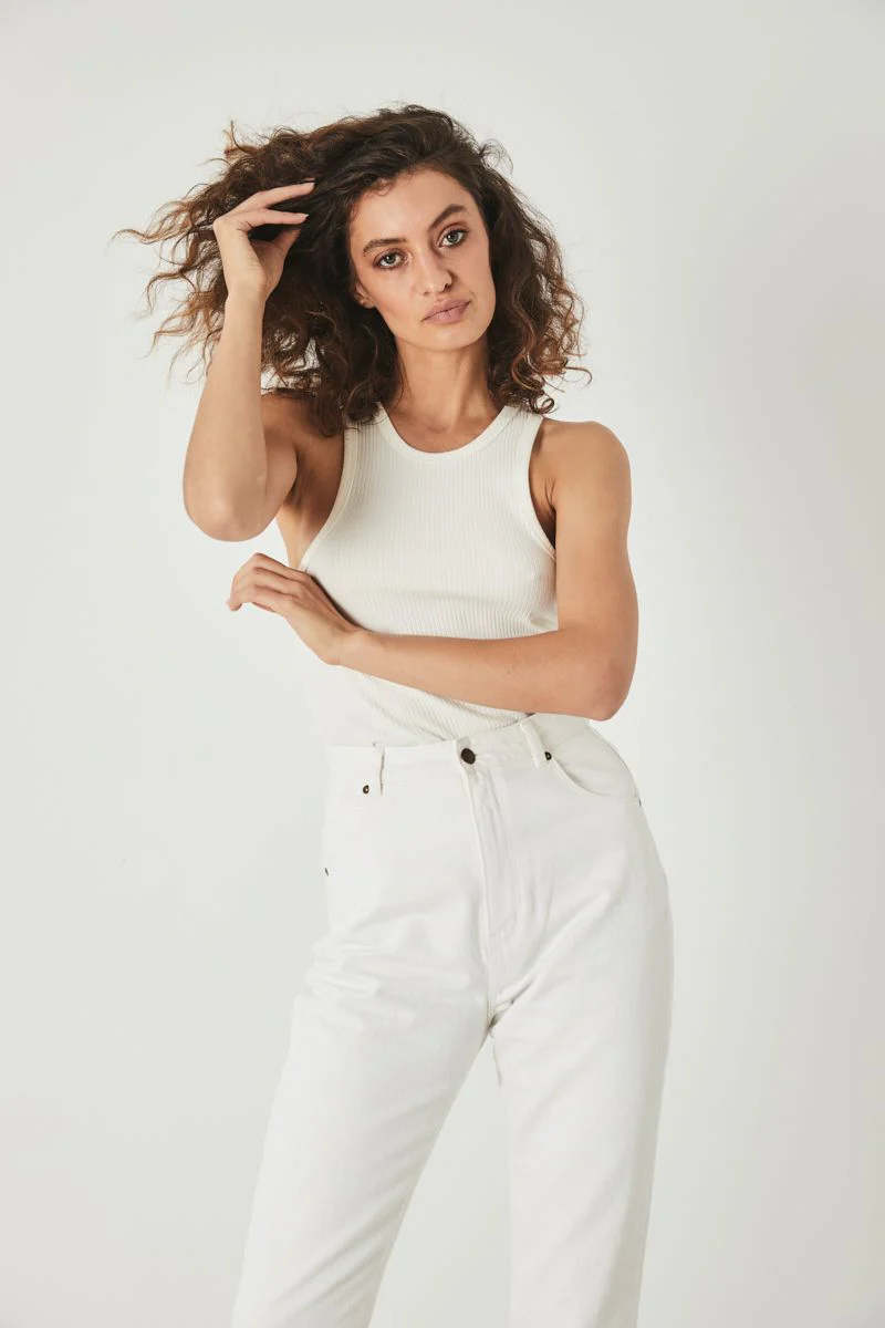 Rollas WOMENS MILLER RIB TANK WHITE - Image 2