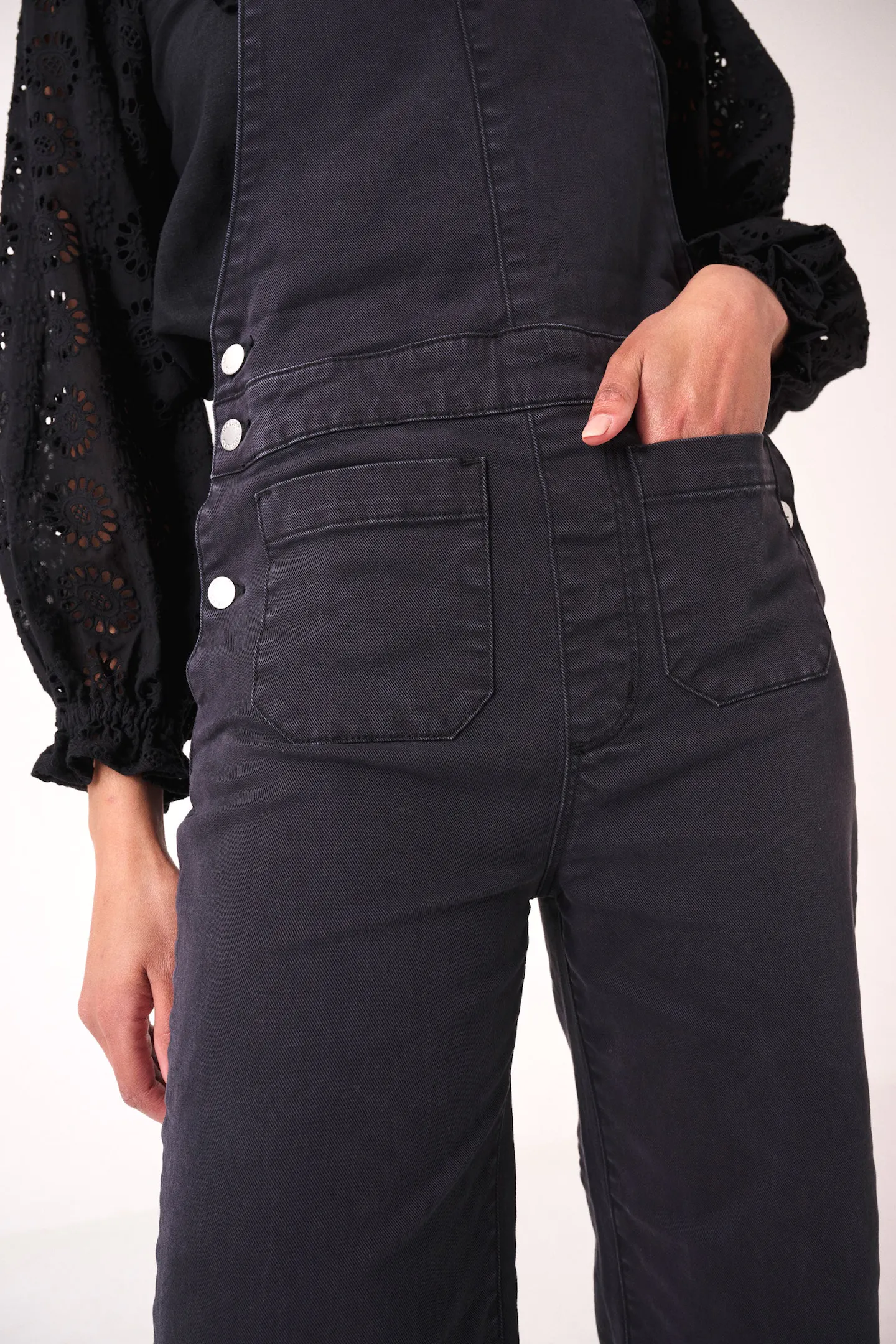 ROLLAS Womens Sailor Overall - Washed Black - Image 7