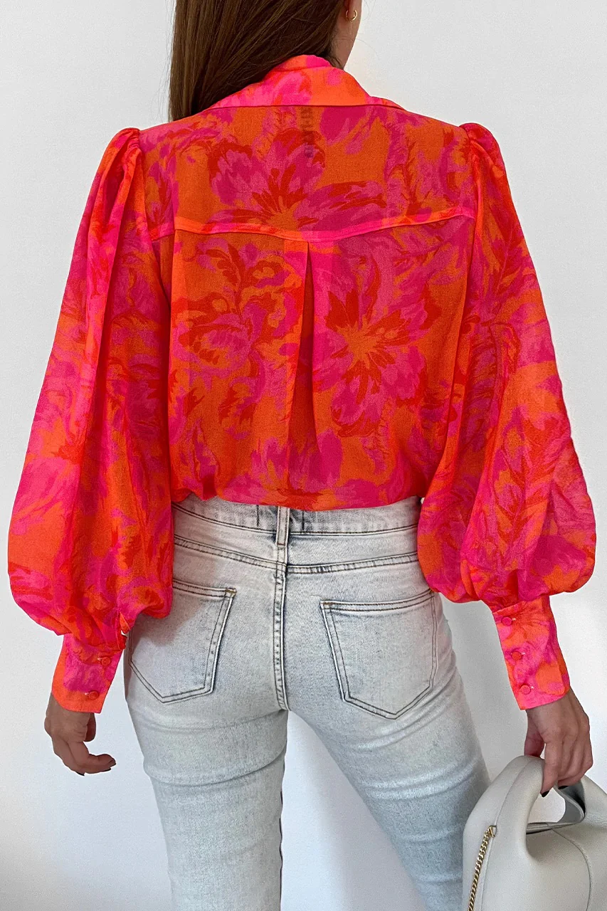 RUNAWAY THE LABEL Womens Fleetwood Blouse Citrus Pink - Image 3