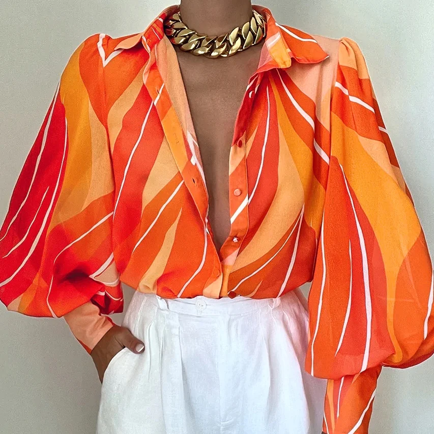 RUNAWAY THE LABEL Womens Fleetwood Blouse Orange Rowena - Image 3