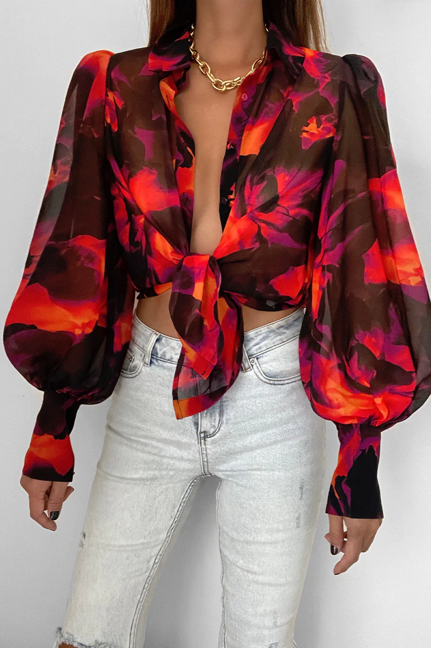 RUNAWAY THE LABEL Womens Karma Blouse Flame