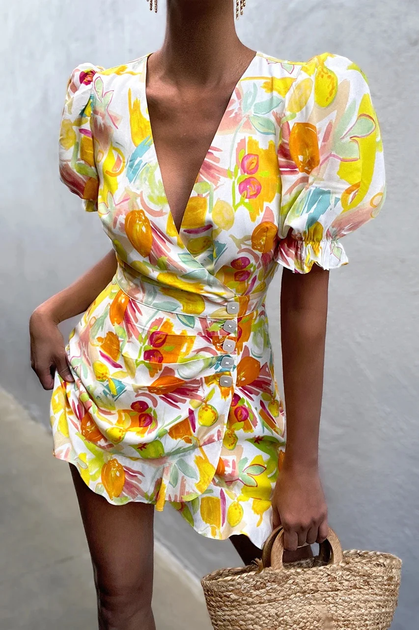 Runaway The Label WOMENS ZOLA MINI DRESS - CITRUS PRINT - Image 5