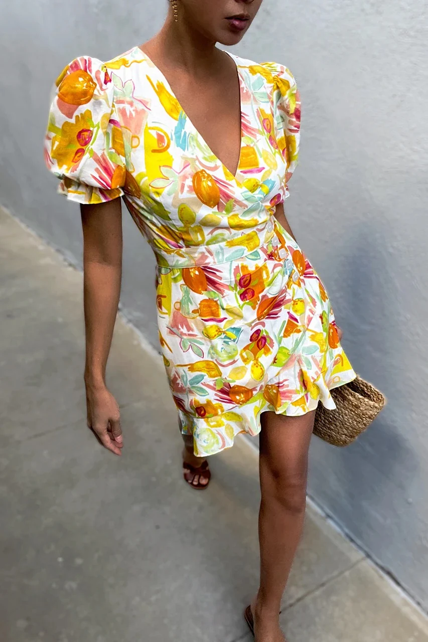Runaway The Label WOMENS ZOLA MINI DRESS - CITRUS PRINT - Image 6