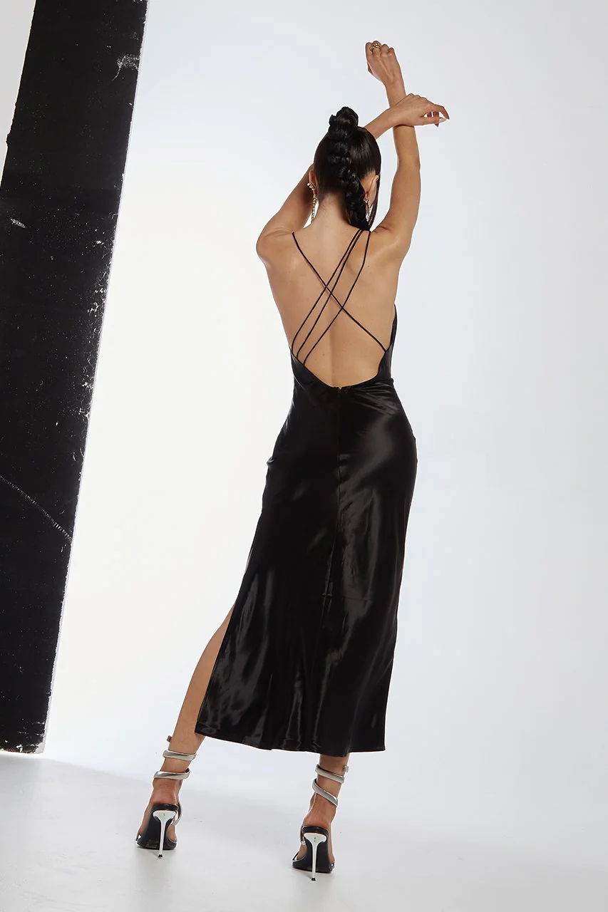 RUNAWAY Womens Safia Slip Dress - Black - Image 4