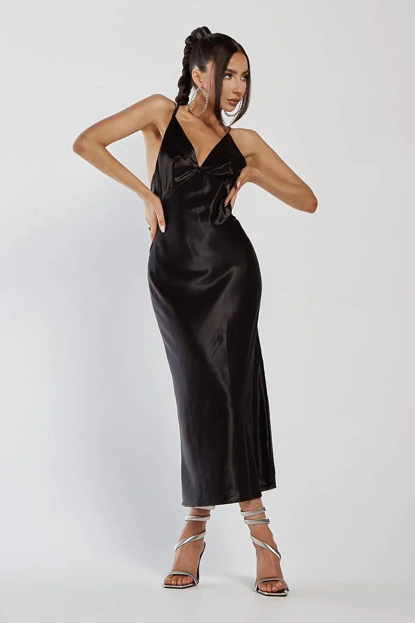 RUNAWAY Womens Safia Slip Dress - Black - Image 5