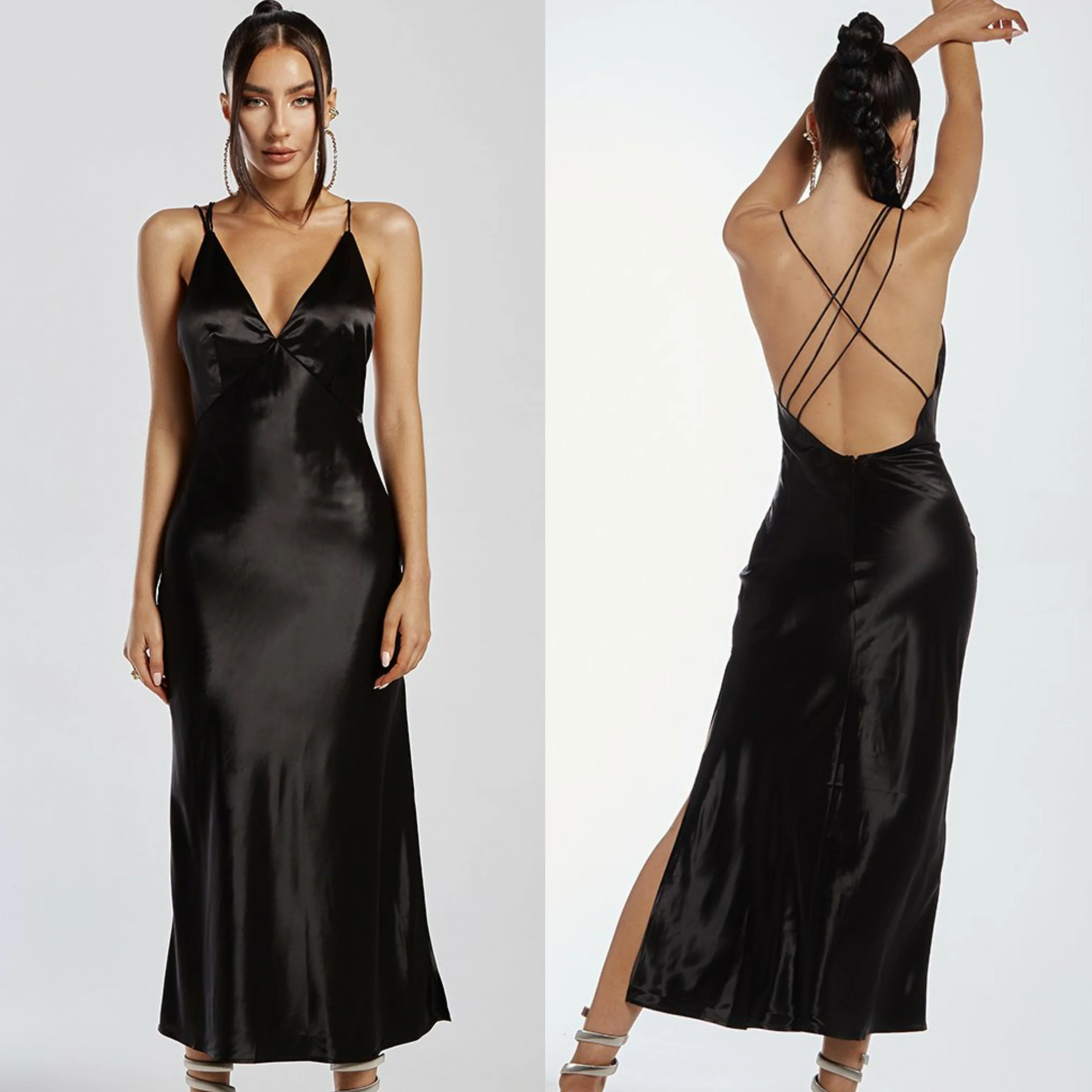 RUNAWAY Womens Safia Slip Dress - Black - Image 7