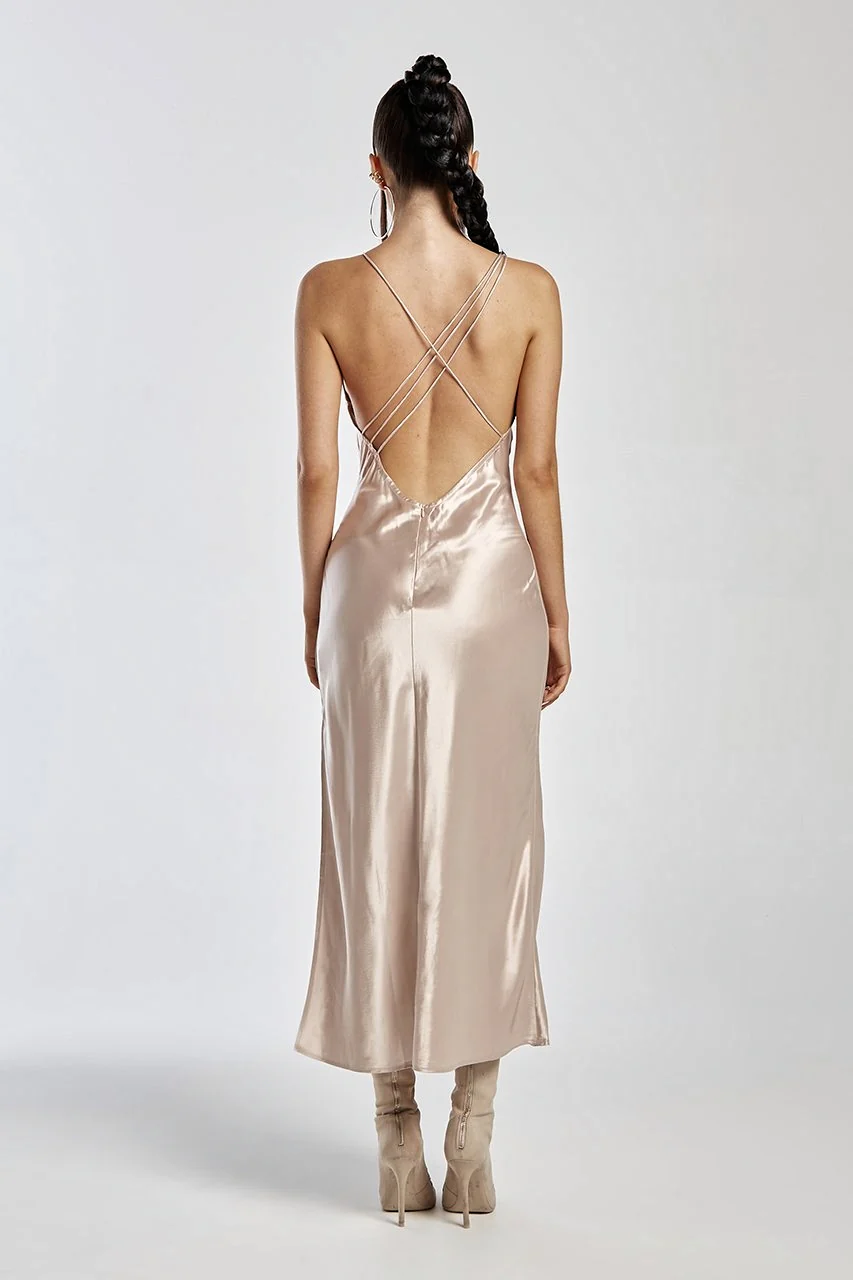 RUNAWAY Womens Safia Slip Dress - Champagne - Image 2