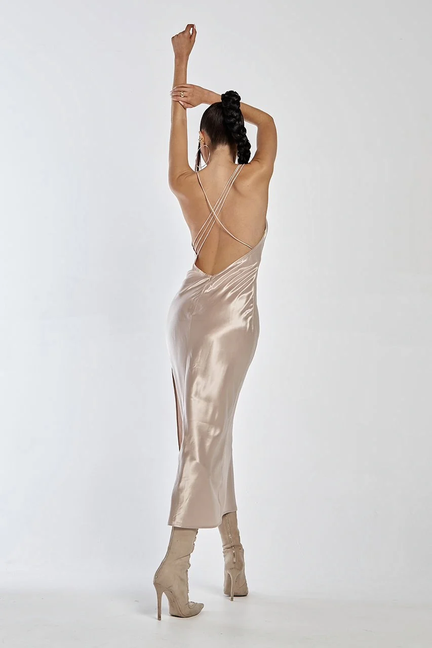 RUNAWAY Womens Safia Slip Dress - Champagne - Image 4