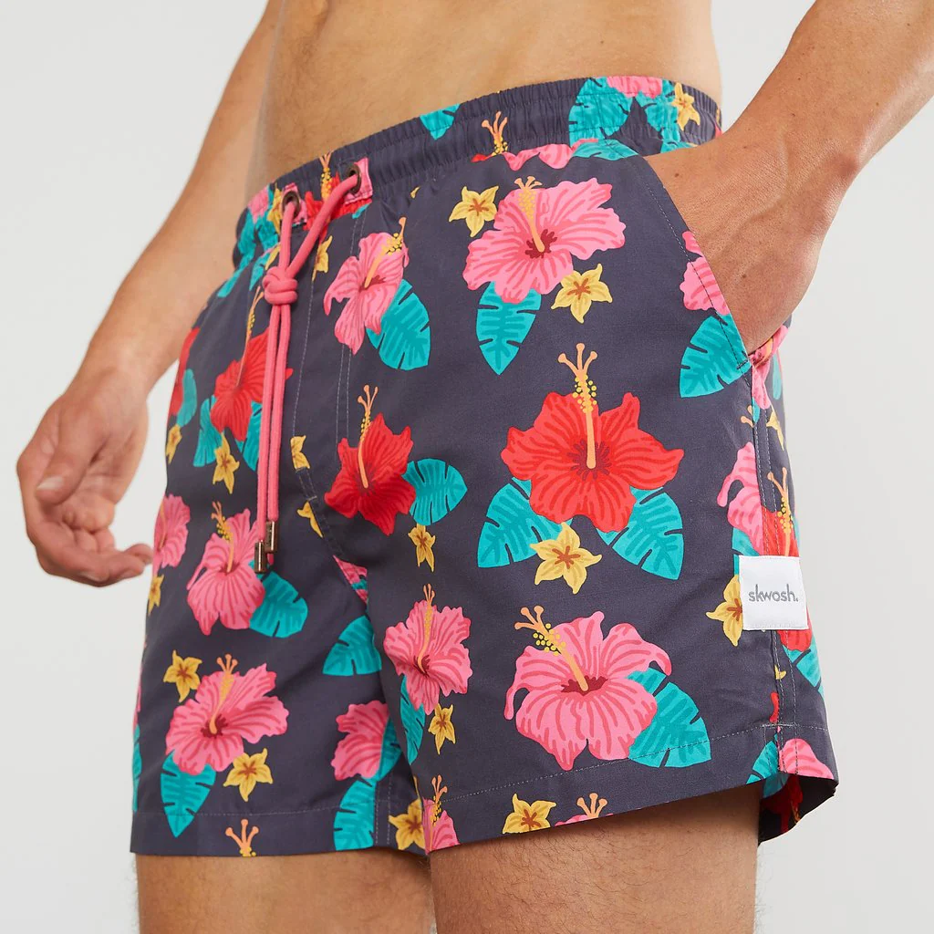 Skwosh Club MENS FRISKY HIBISKY SWIM SHORTS - Image 2
