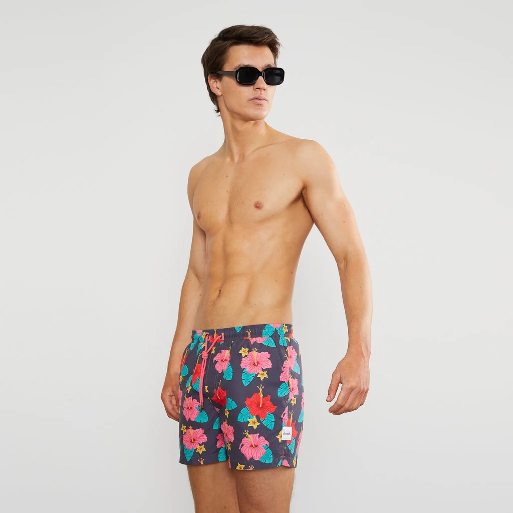 Skwosh Club MENS FRISKY HIBISKY SWIM SHORTS - Image 3