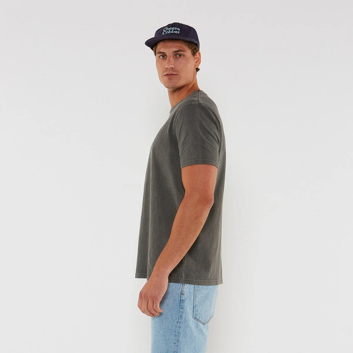 SKWOSH Mens Smile More Tee - Washed Black - Image 11