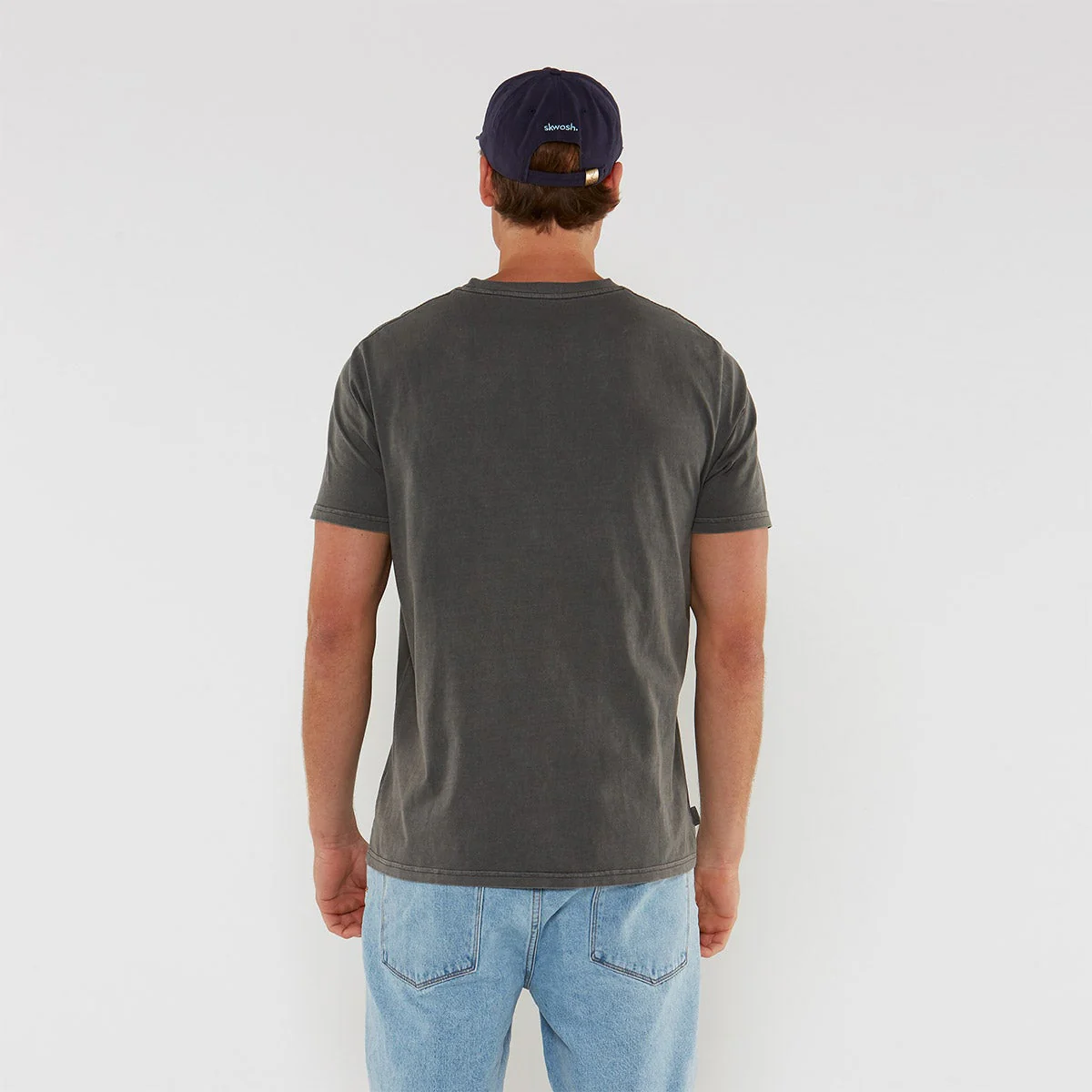 SKWOSH Mens Smile More Tee - Washed Black - Image 12