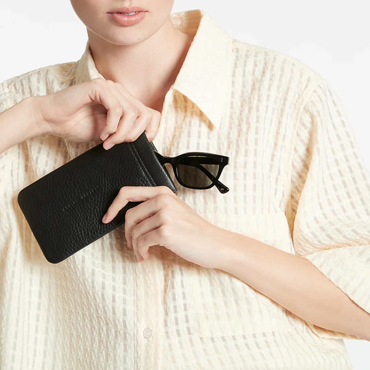 STATUS ANXIETY Keepsake Sunglasses Case in Black Leather - Image 4