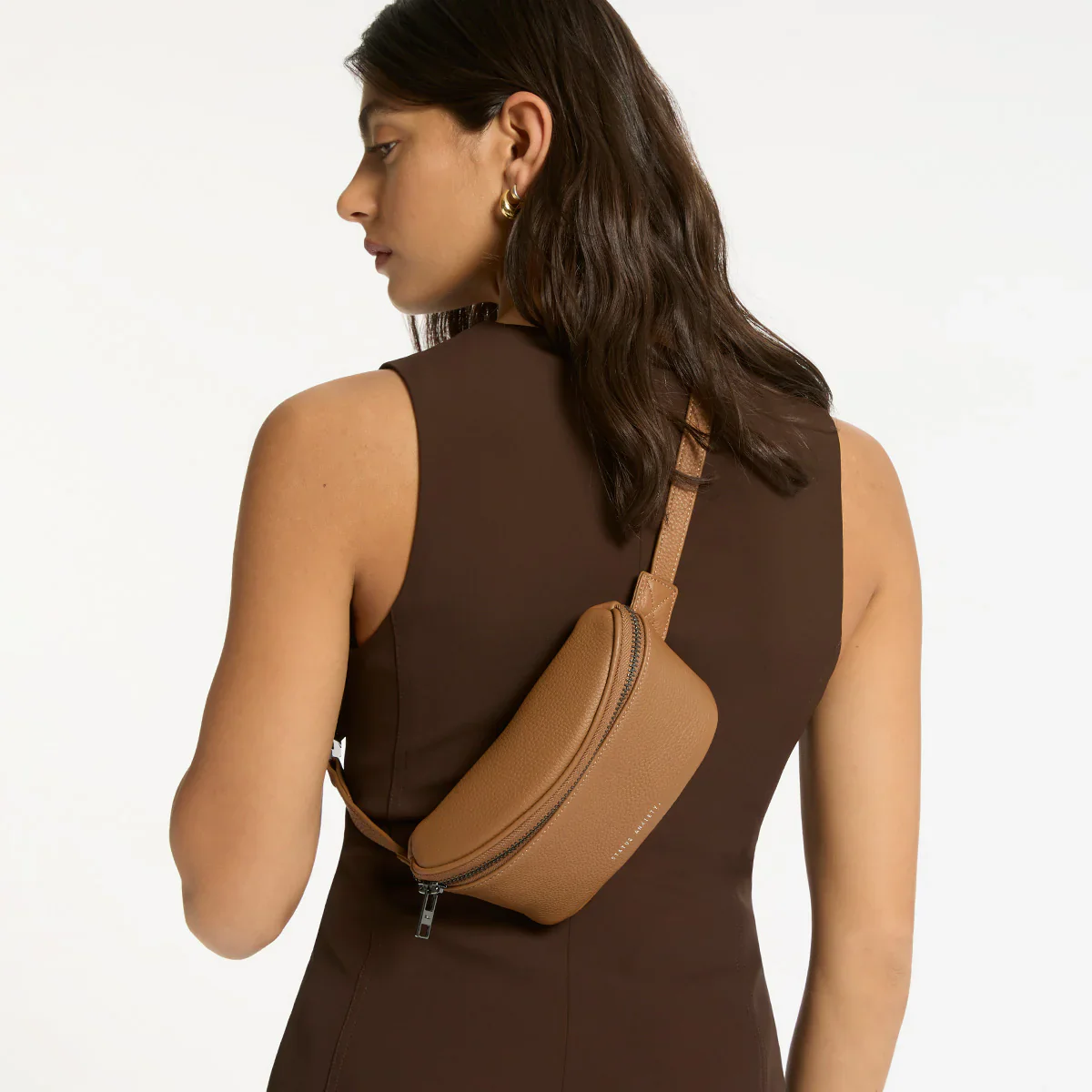 STATUS ANXIETY Womens Best Lies Leather Bum Bag in Camel - Image 10