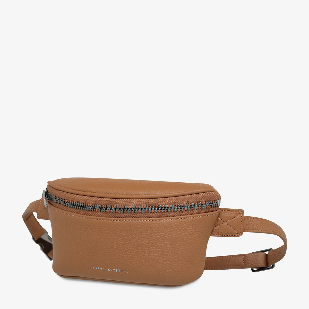 STATUS ANXIETY Womens Best Lies Leather Bum Bag in Camel - Image 4