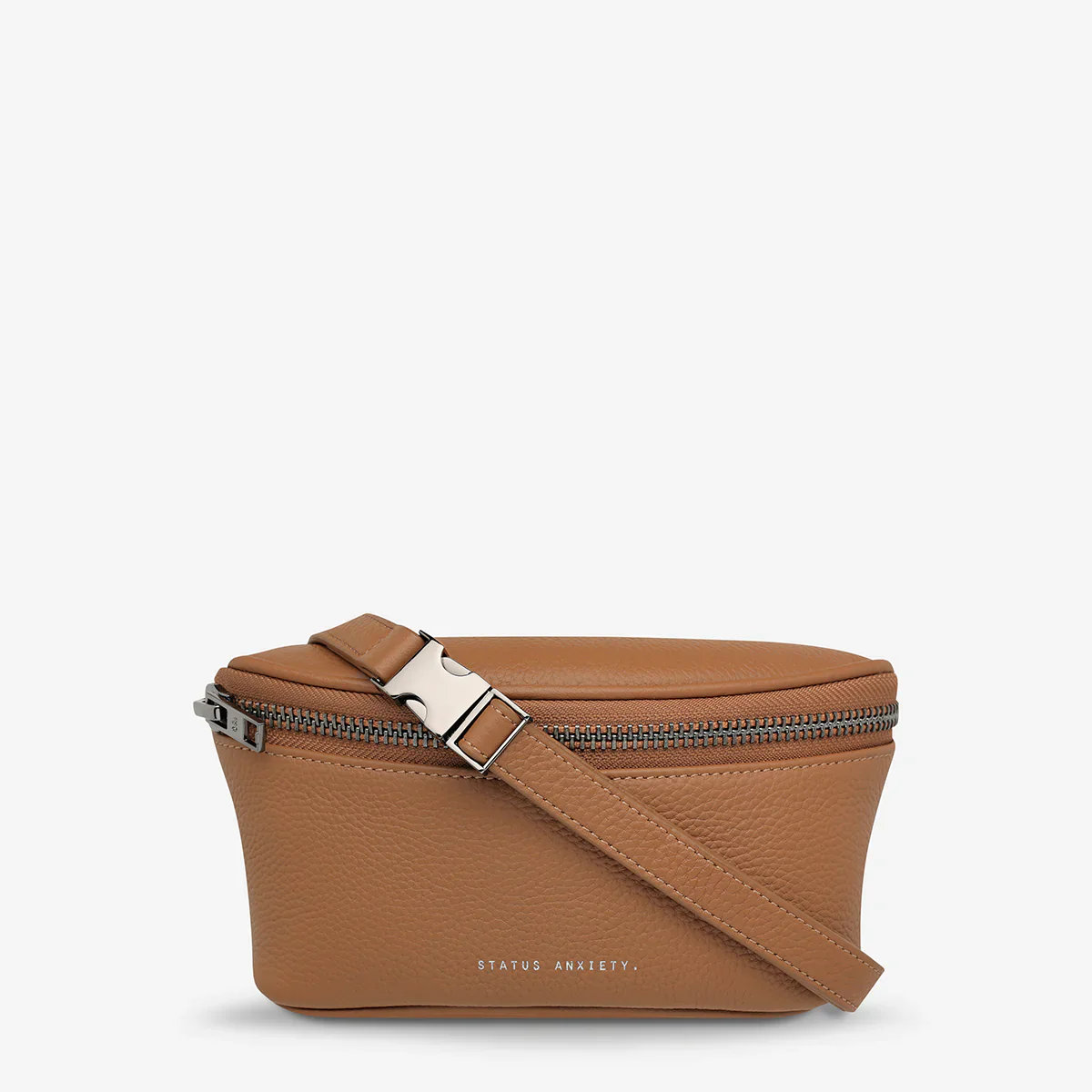 STATUS ANXIETY Womens Best Lies Leather Bum Bag in Camel - Image 5