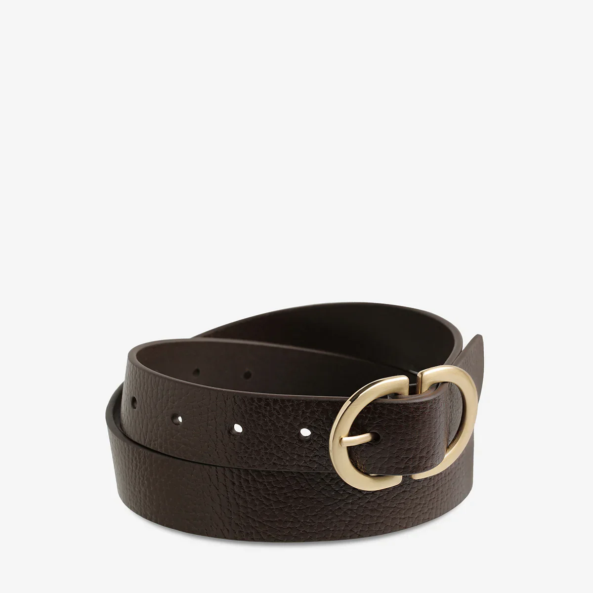 STATUS ANXIETY Womens In Reverse Leather Belt - Choc / Gold - Image 3