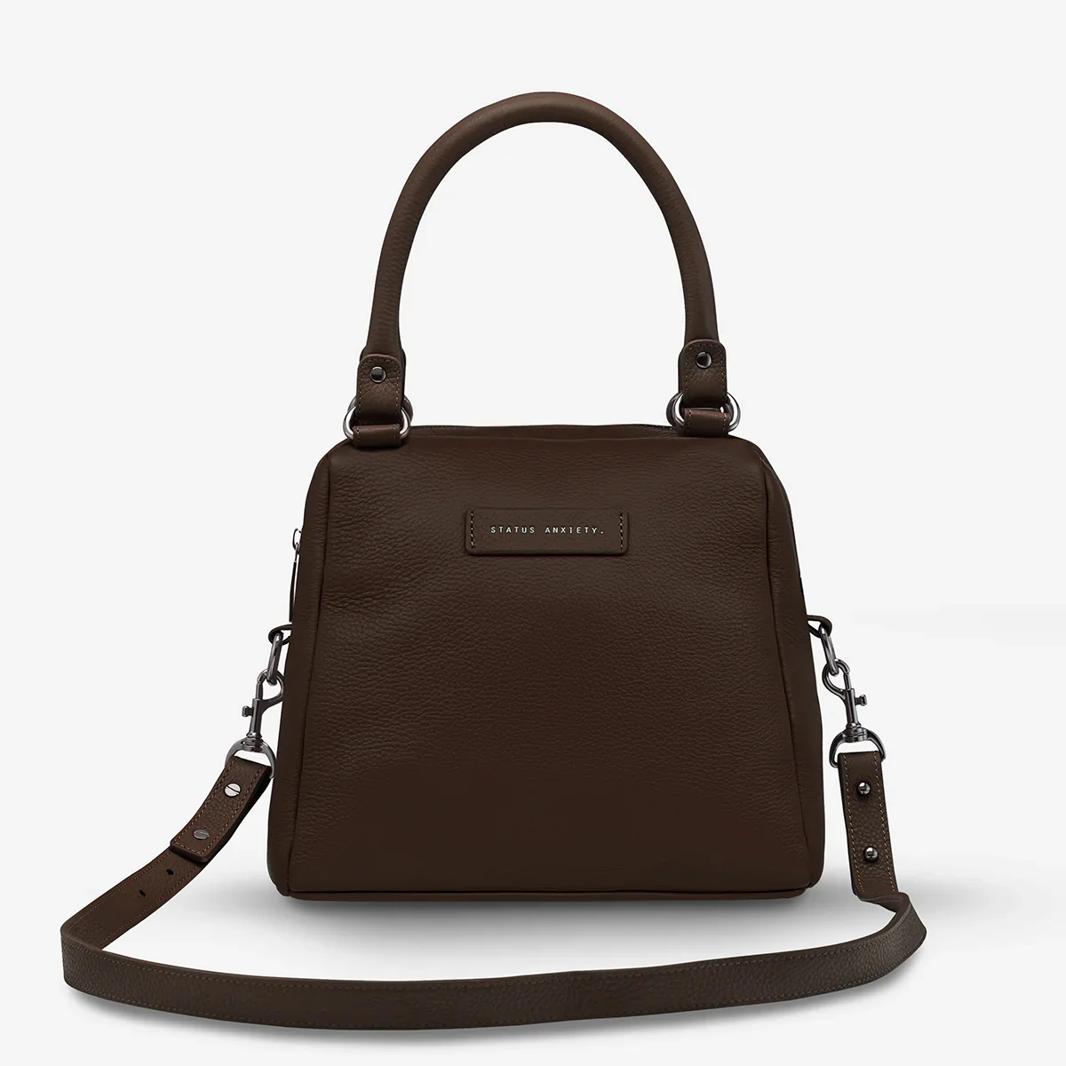 STATUS ANXIETY Womens Last Mountains Leather Bag in Cocoa - Image 9