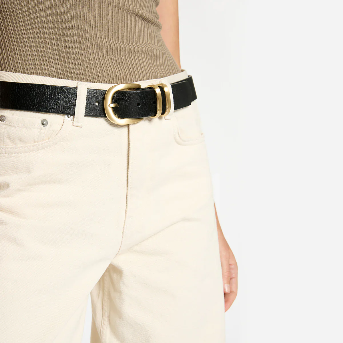 STATUS ANXIETY Womens Let It Be Leather Belt - Black/Gold - Image 2