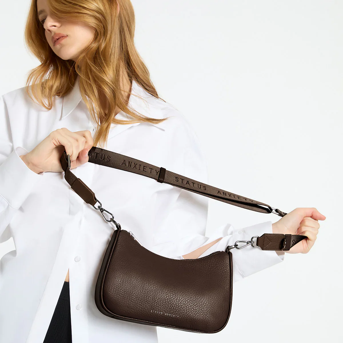STATUS ANXIETY Womens Look Both Ways Leather Bag - Cocoa - Image 11