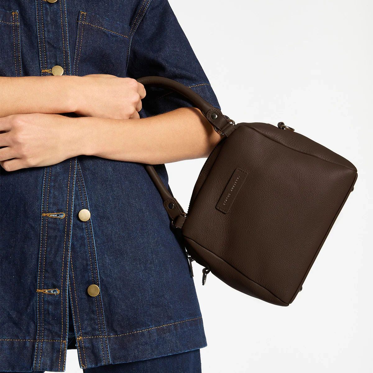 STATUS ANXIETY Womens Mini Mountains Leather Bag  - Cocoa - Image 3