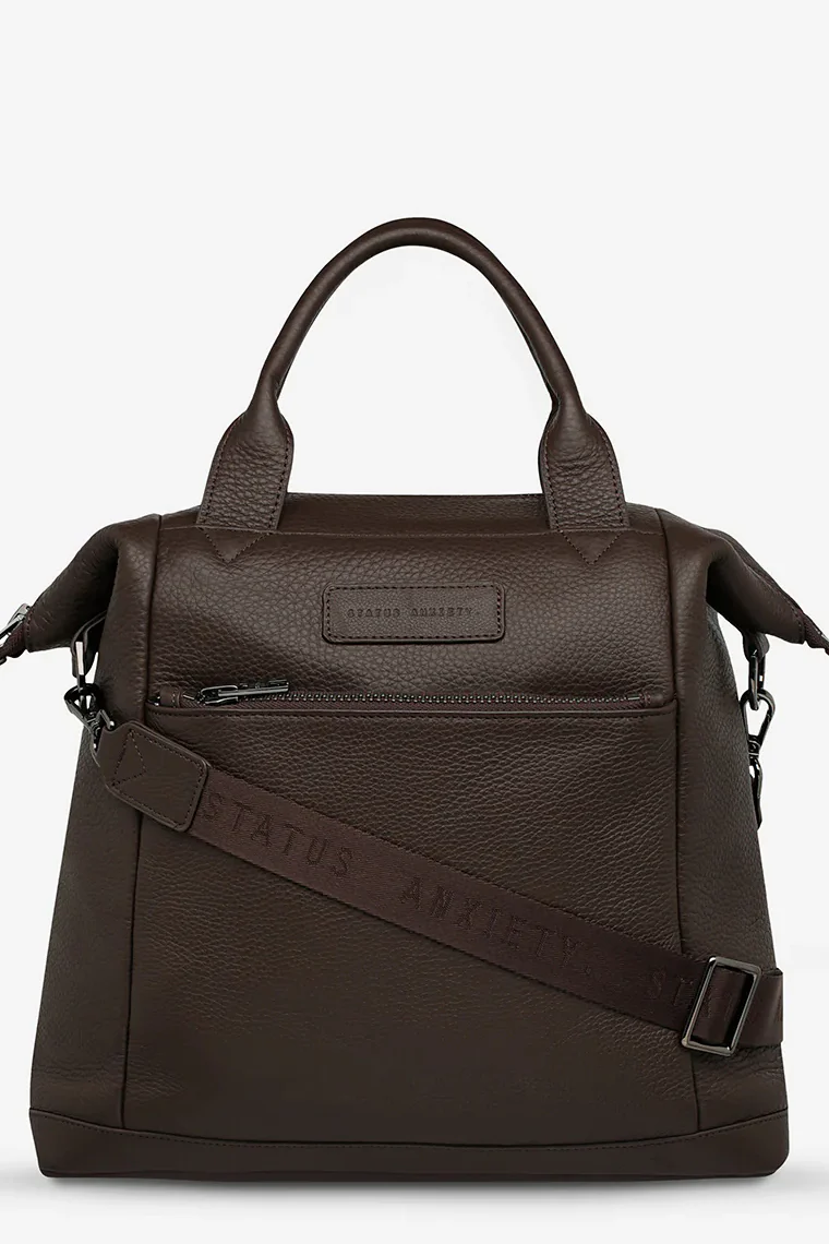 STATUS ANXIETY Womens Mini Waves Leather Backpack- Cocoa