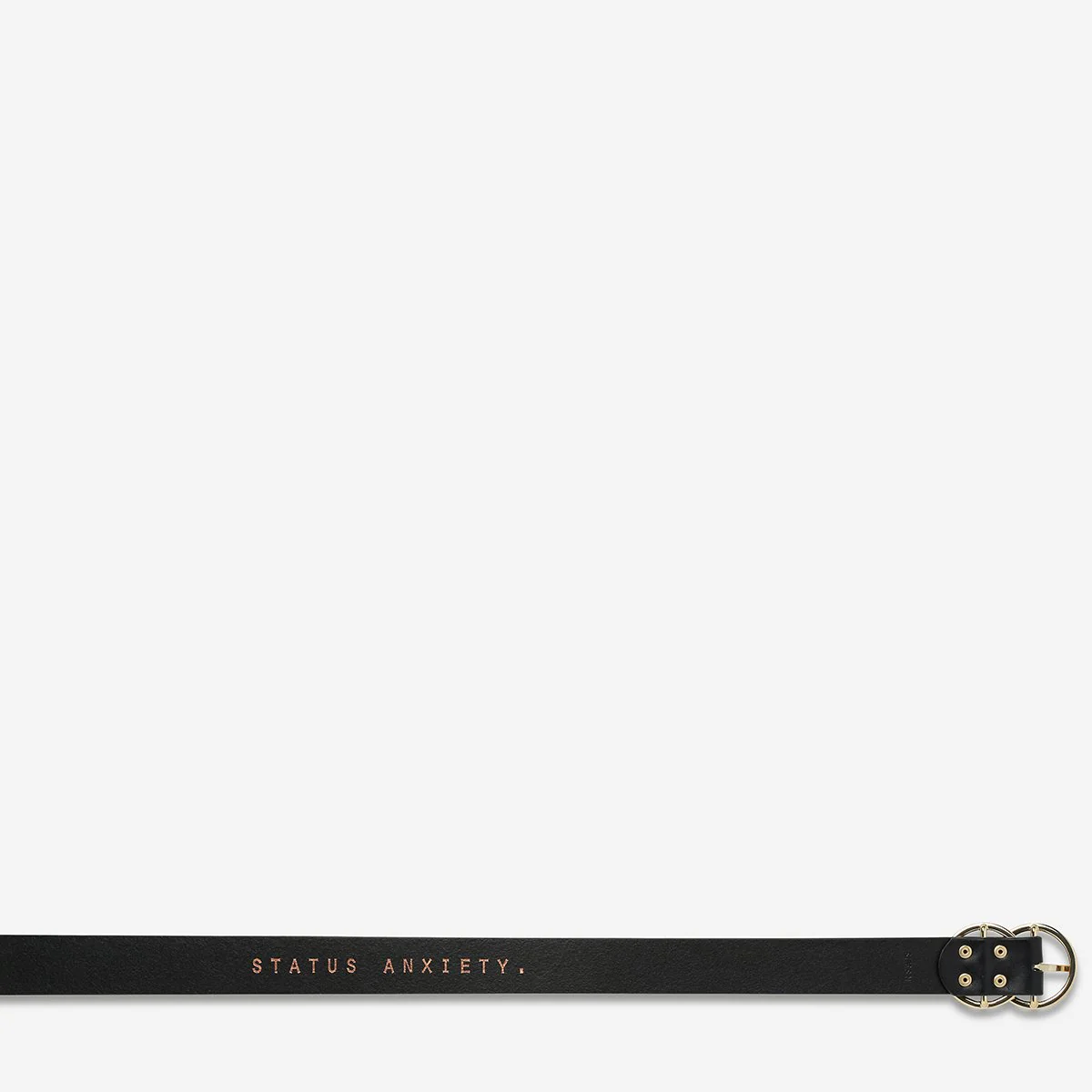 STATUS ANXIETY Womens Mislaid Leather Belt - Black w Gold Buckle - Image 5