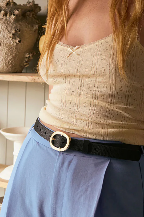 STATUS ANXIETY Womens Nocturne Leather Belt Black / Gold