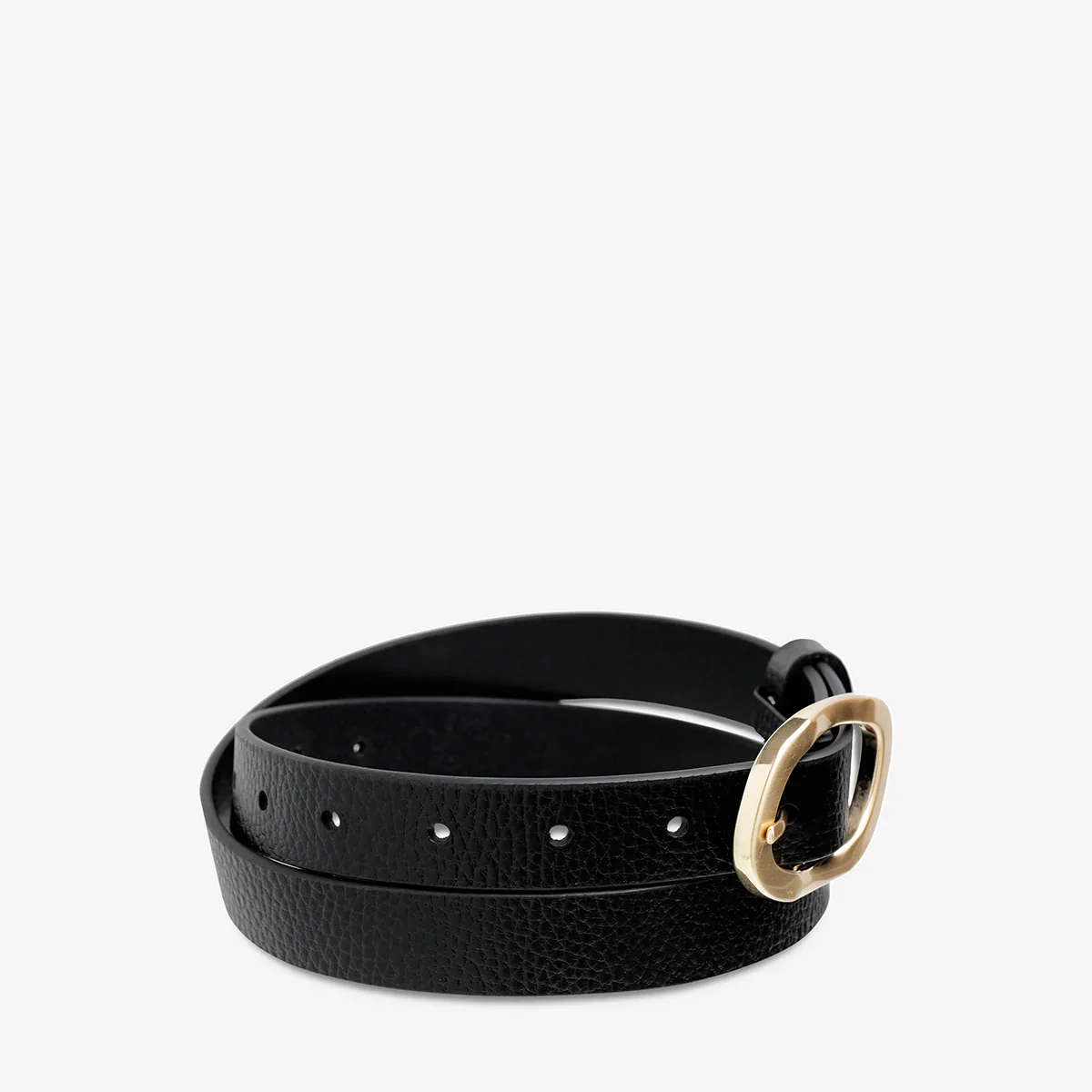STATUS ANXIETY Womens Nocturne Leather Belt Black / Gold - Image 3