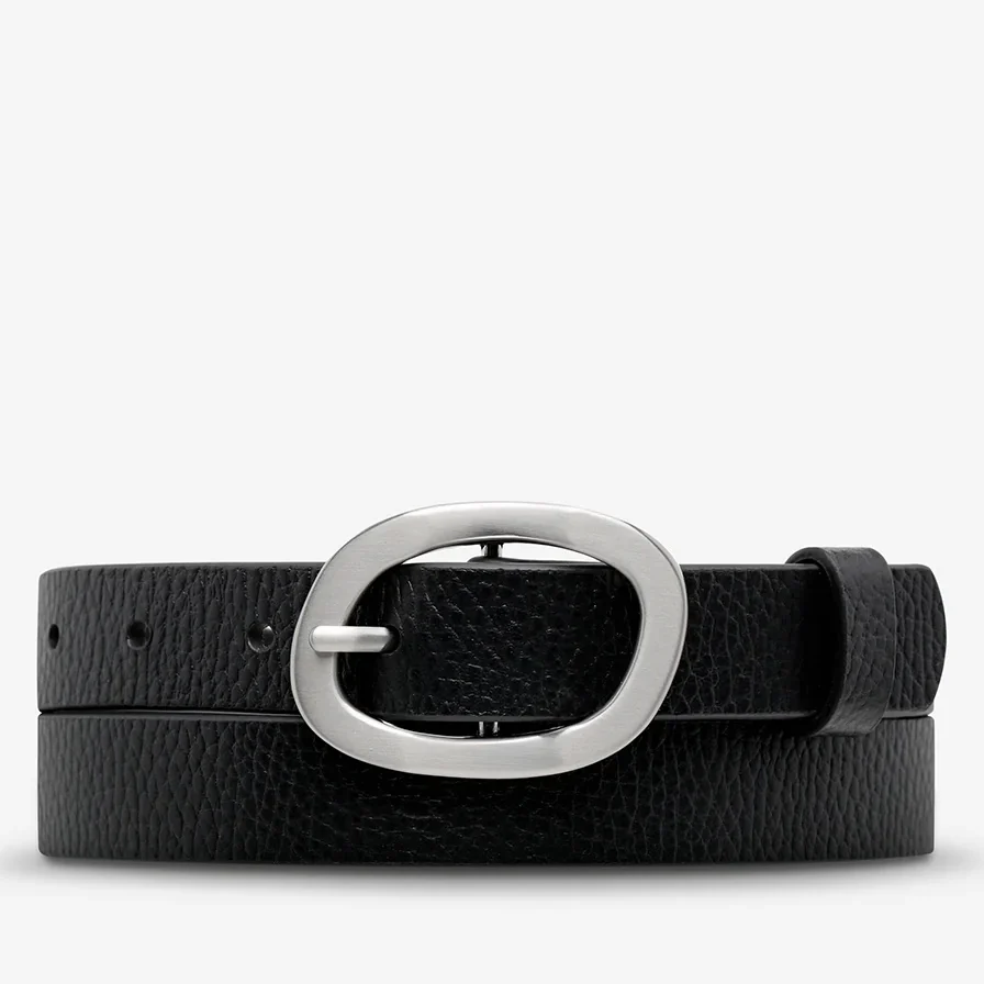 STATUS ANXIETY Womens Nocturne Leather Belt Black / Silver - Image 2