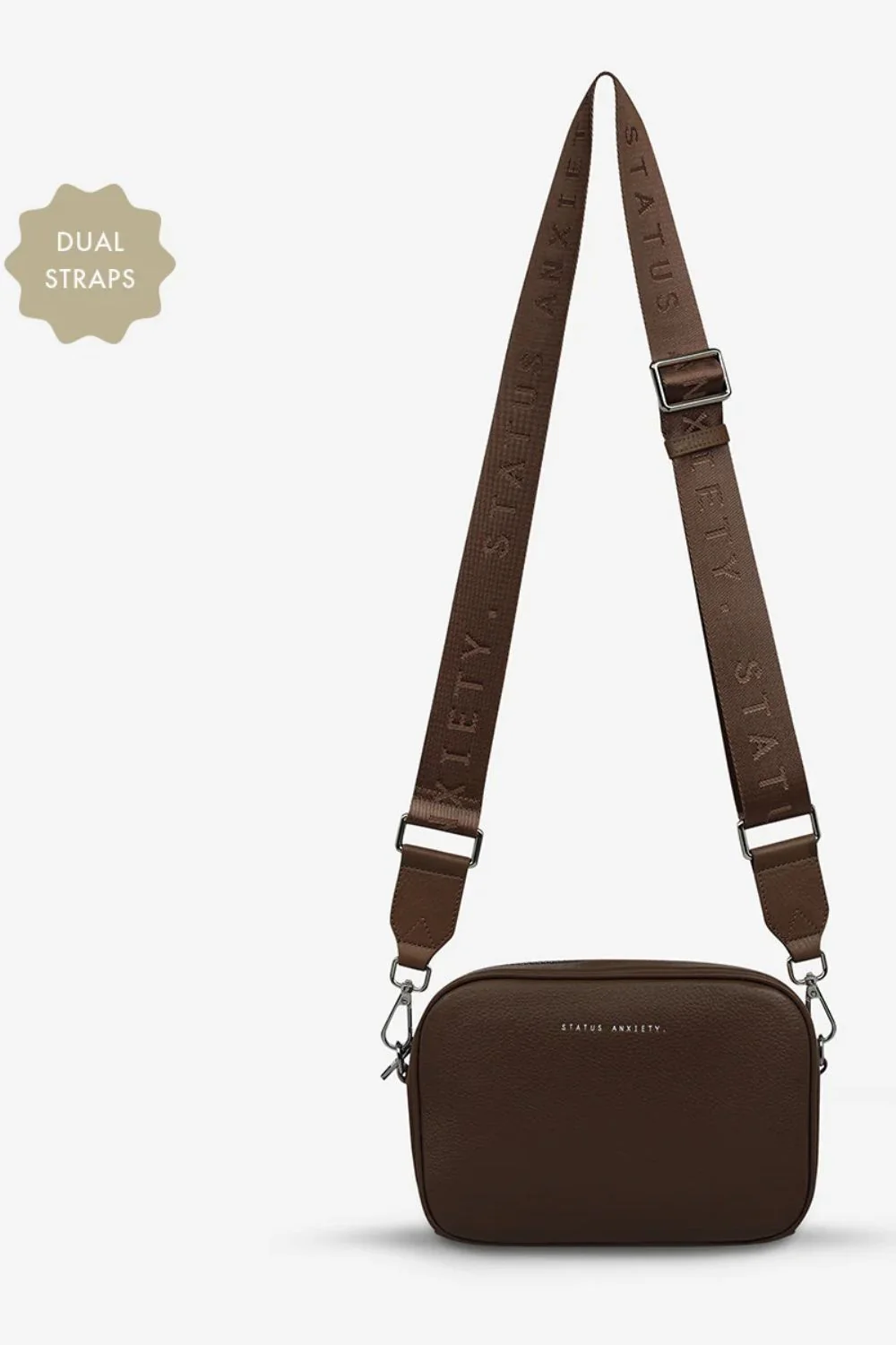 STATUS ANXIETY Womens Plunder Leather Bag with Dual Strap in Cocoa