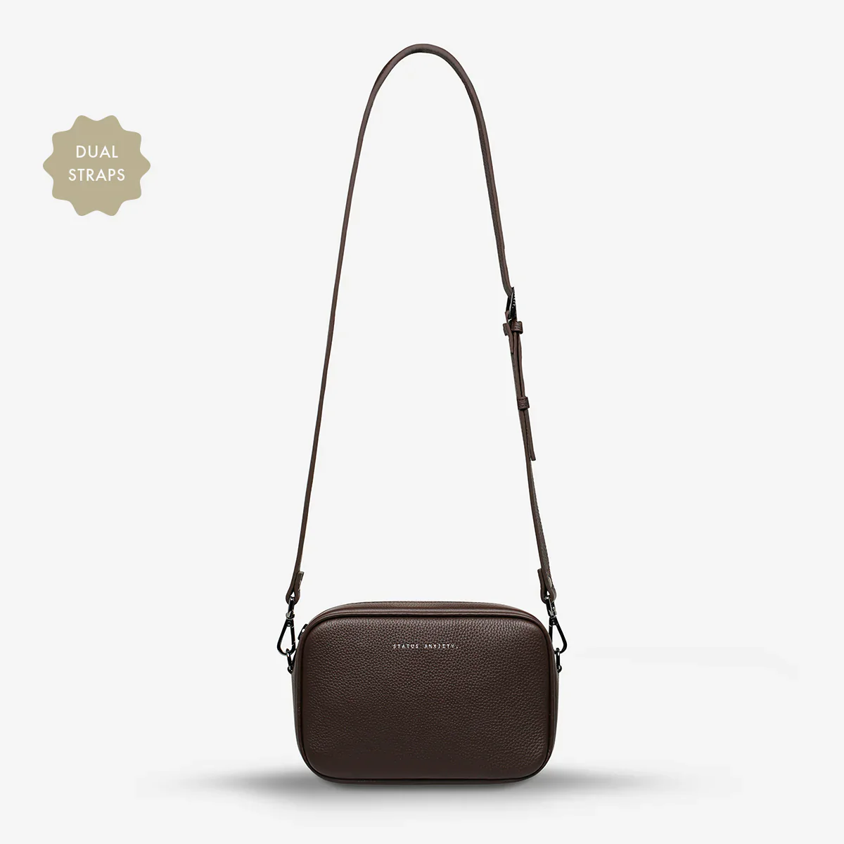 STATUS ANXIETY Womens Plunder Leather Bag with Dual Strap in Cocoa - Image 2
