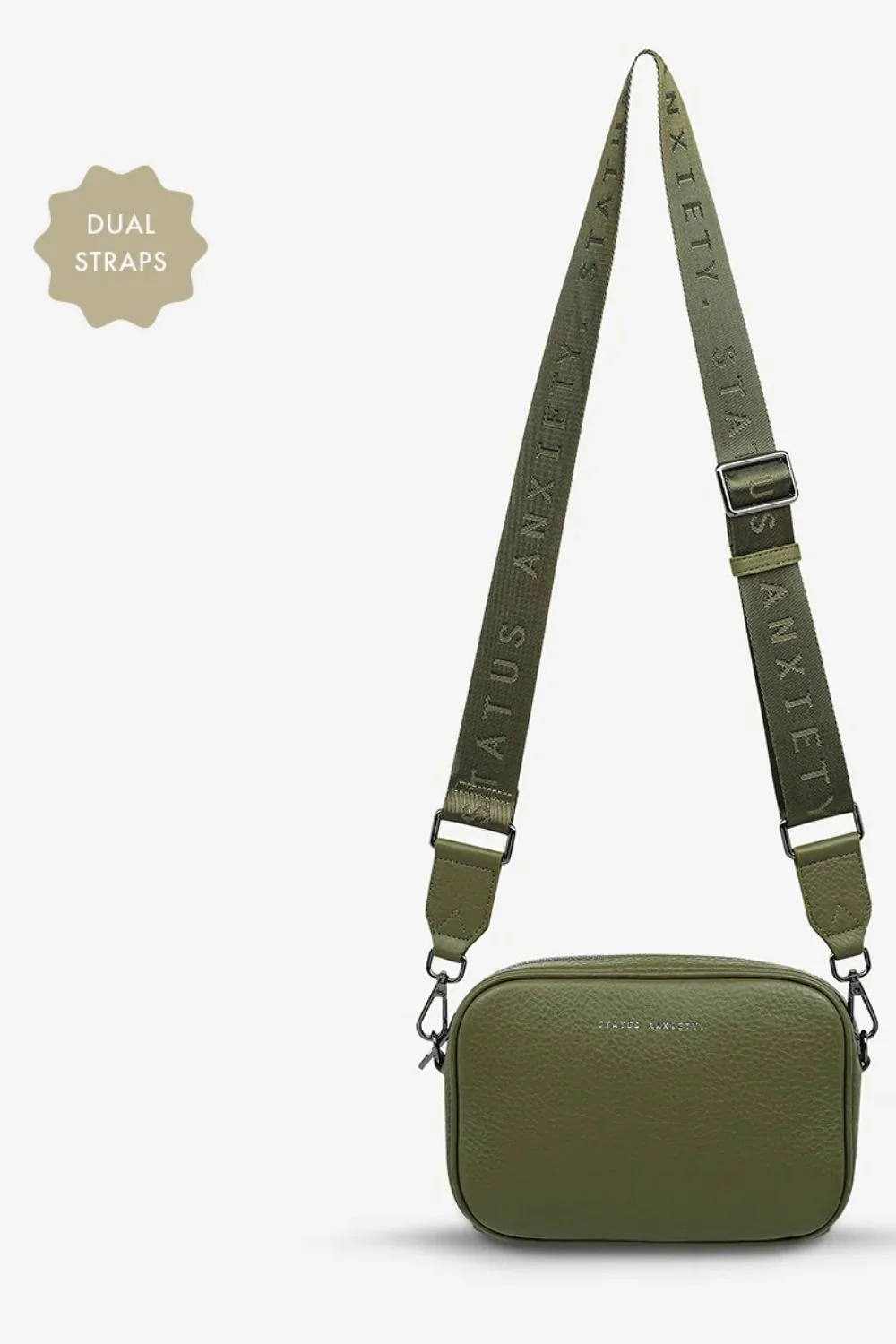 STATUS ANXIETY Womens Plunder Leather Bag with Dual Strap in Khaki