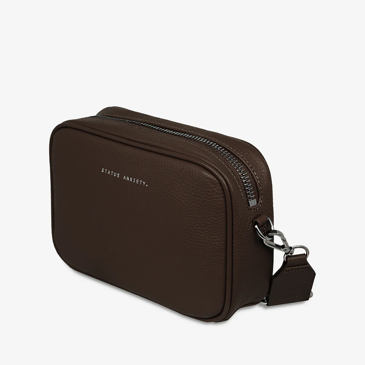 STATUS ANXIETY Womens Plunder Leather Bag with Webbed Strap  - Cocoa - Image 5