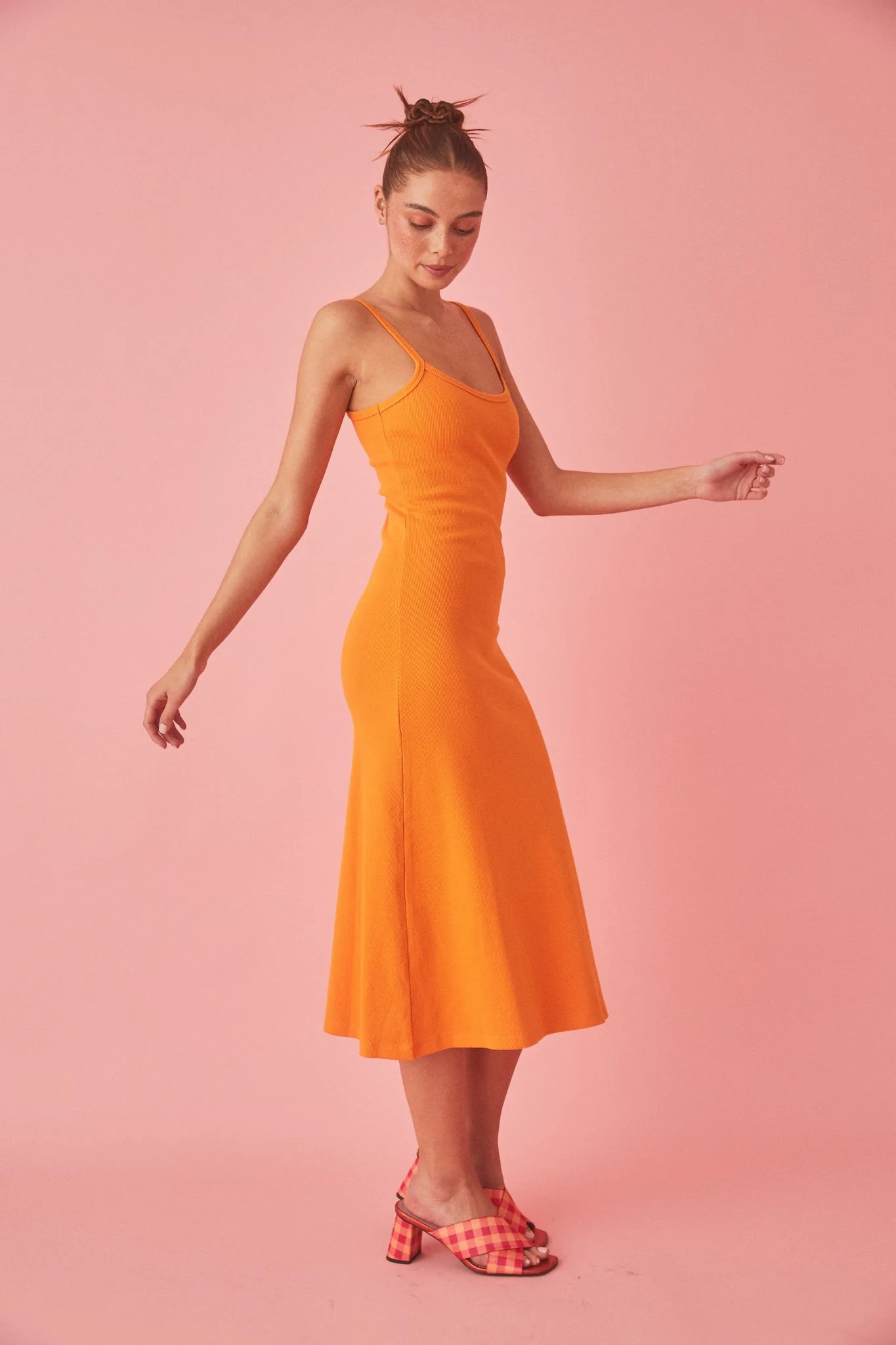 SUMMI SUMMI Womens A-Line Midi Dress Tangerine..last one - Image 3