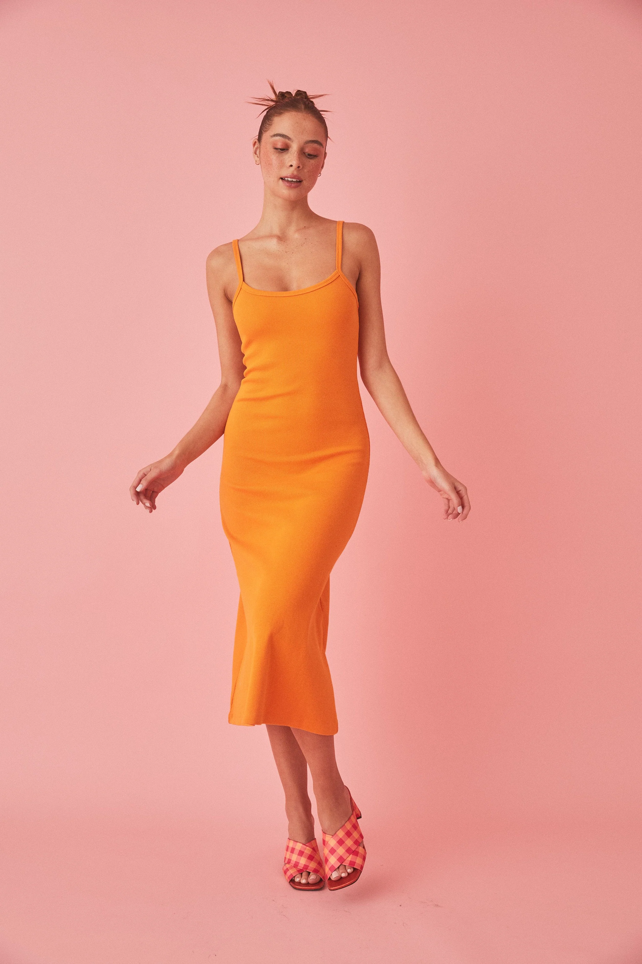 SUMMI SUMMI Womens A-Line Midi Dress Tangerine..last one - Image 4